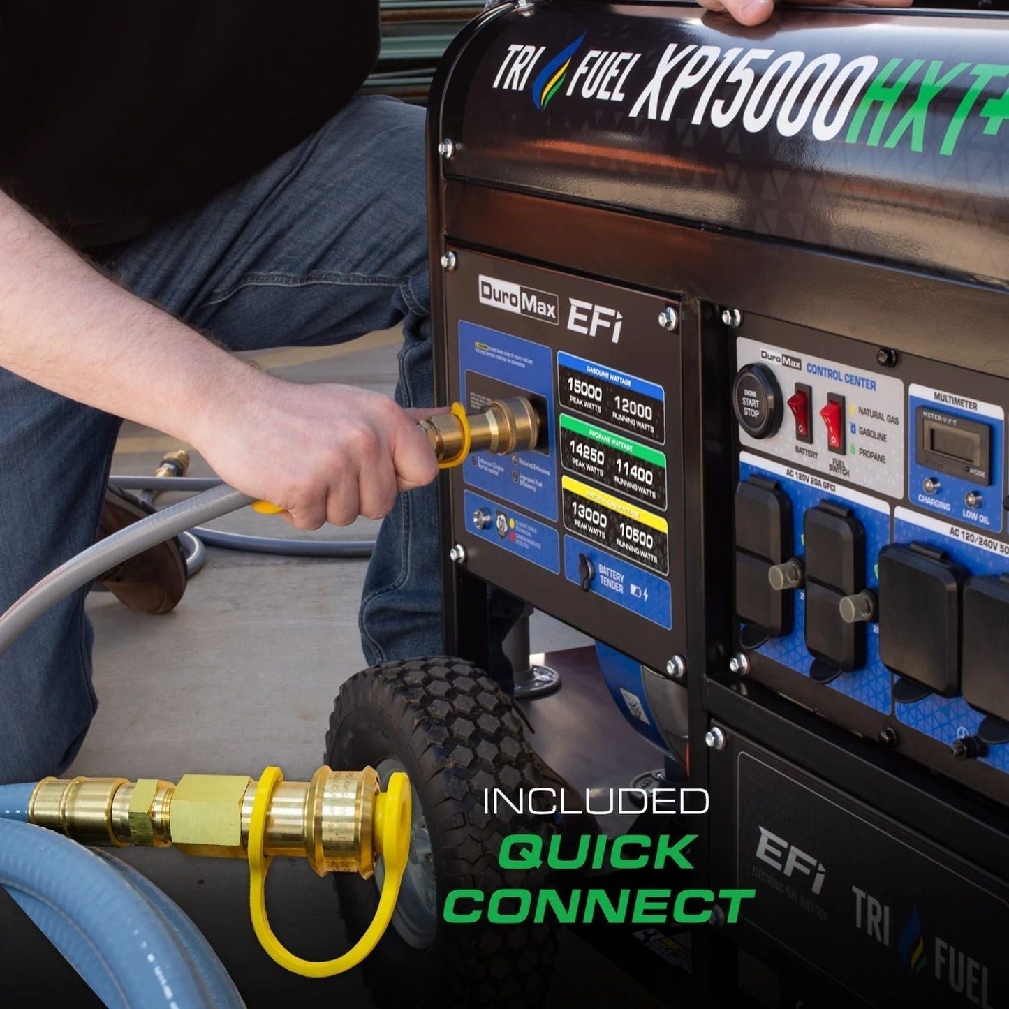 DuroMax XP15000HXT+ Tri-Fuel 12000W/15000W EFI Portable Generator | Electric Start | 50-State Approved
