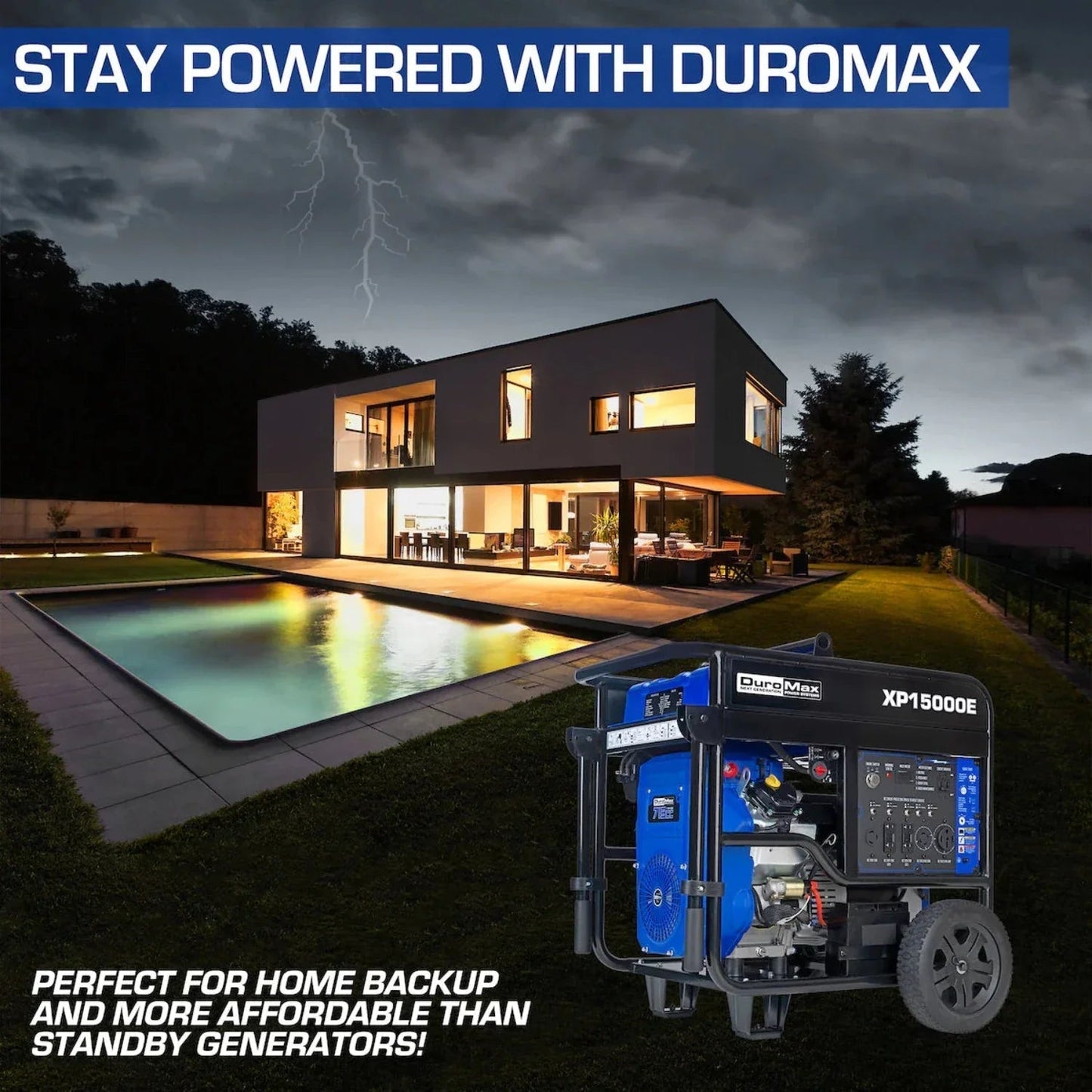 DuroMax XP15000E Gasoline 12500W/15000W Portable Generator