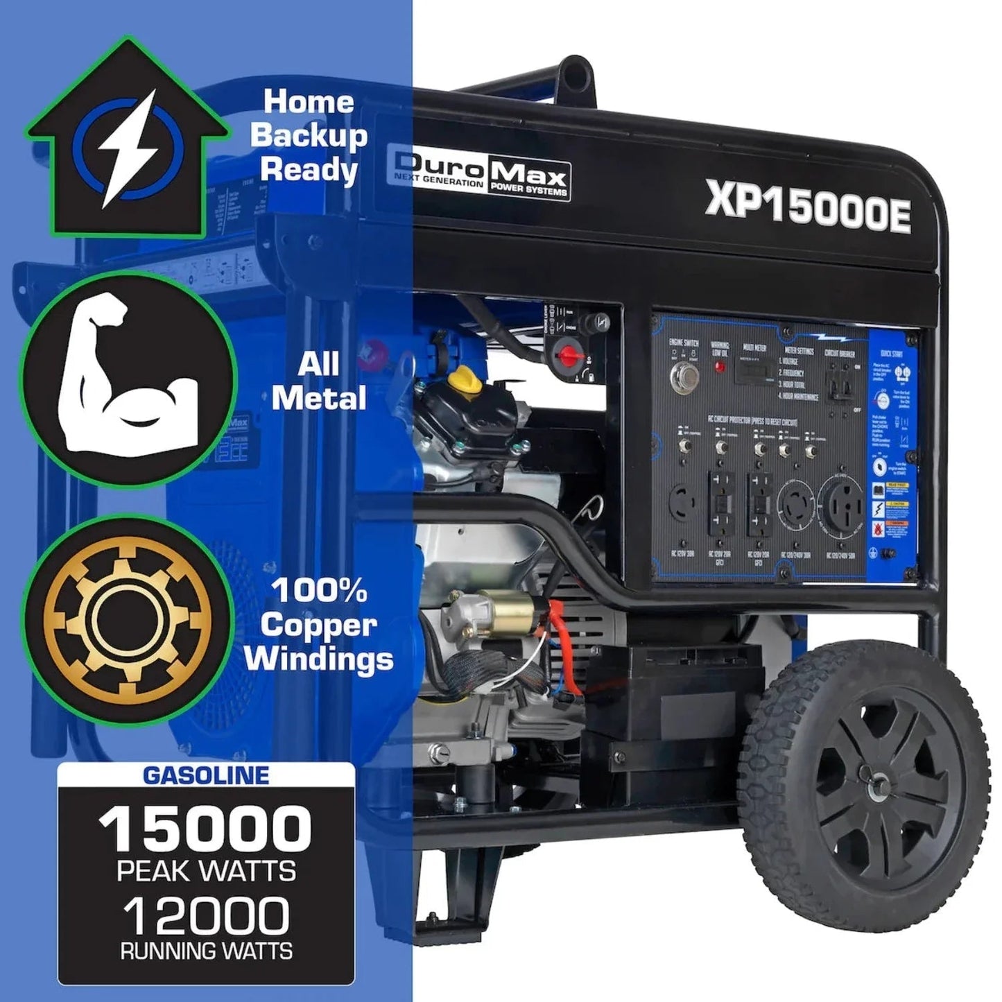 DuroMax XP15000E Gasoline 12500W/15000W Portable Generator