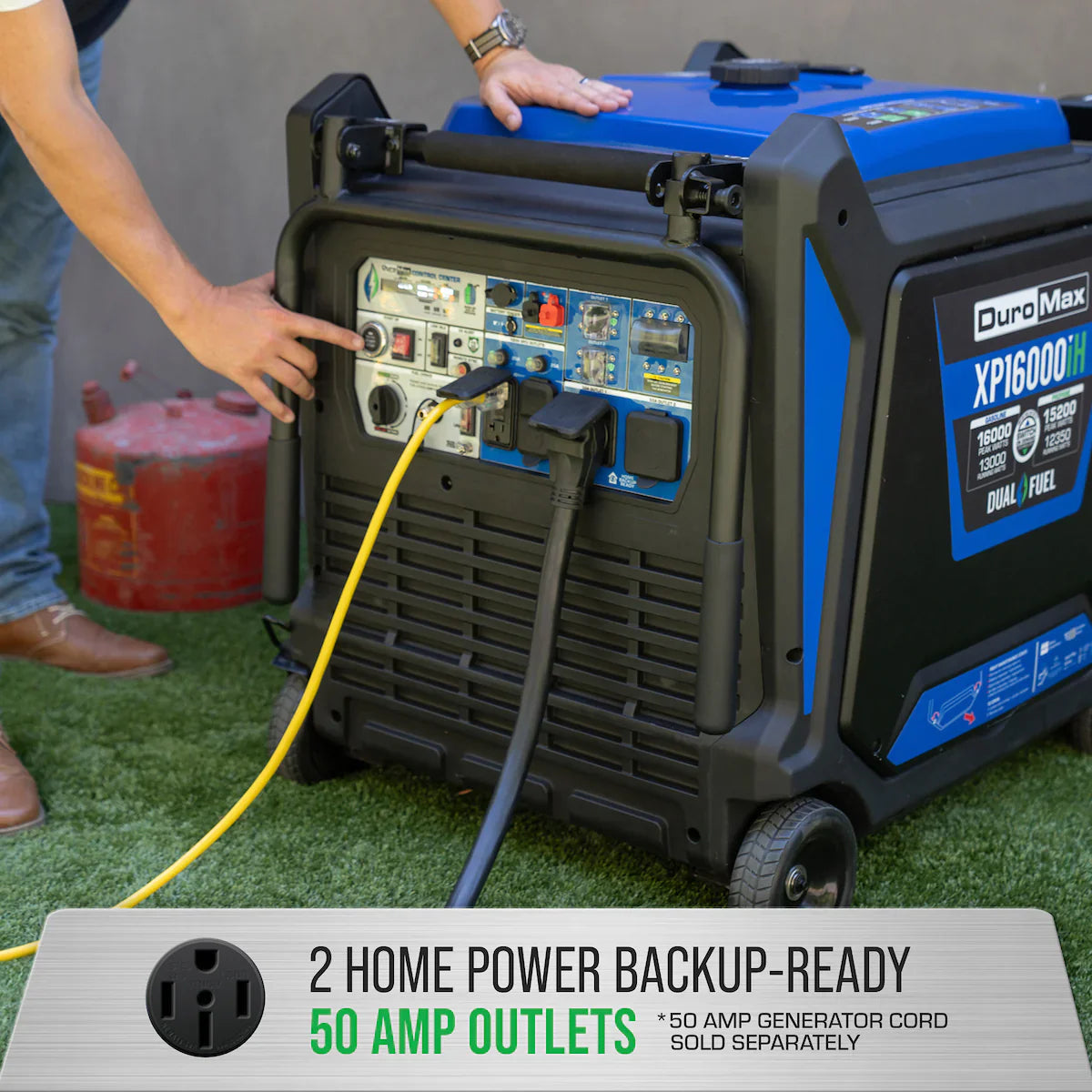 DuroMax XP16000iH Dual Fuel 12350W/16000W Portable Inverter Generator | CO Alert