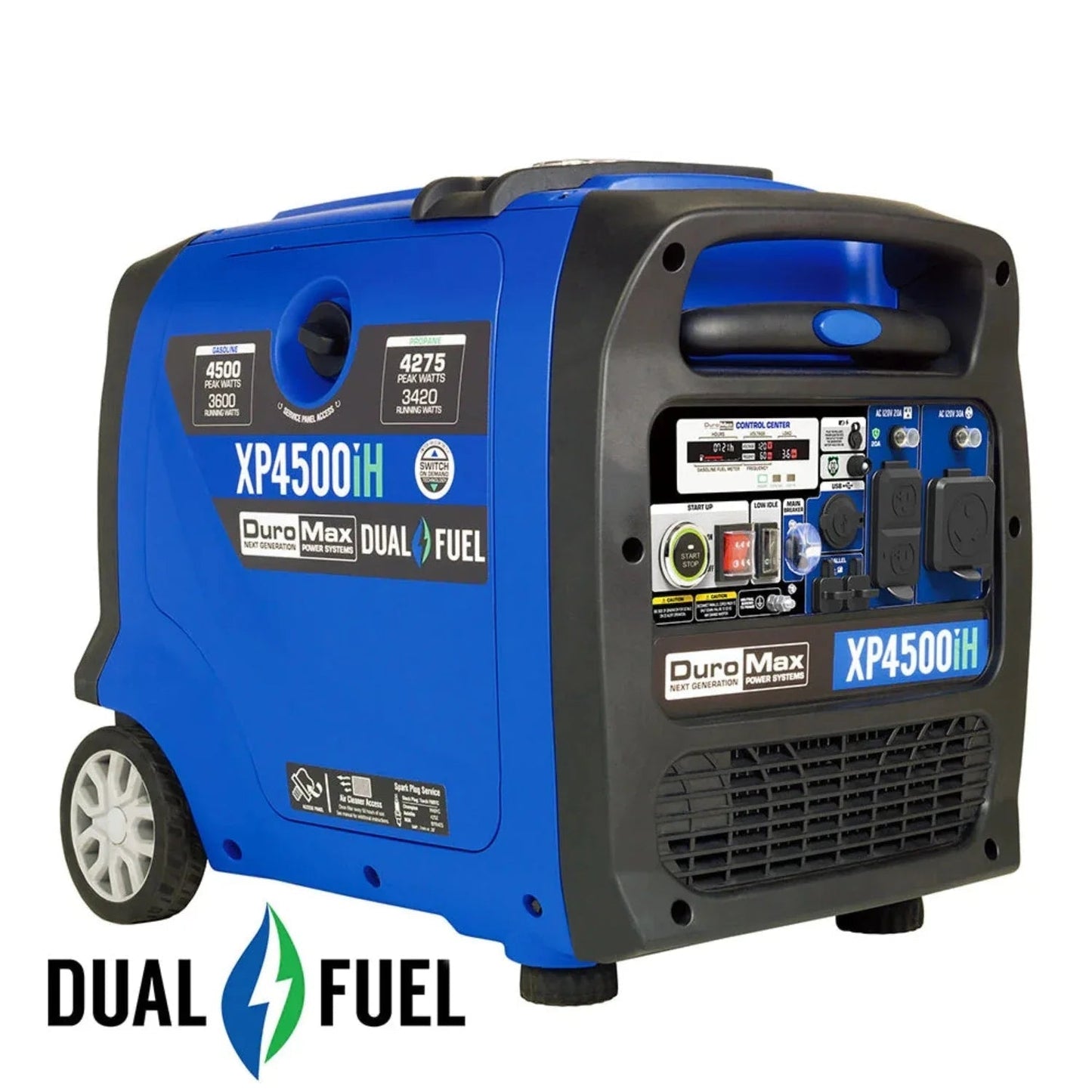 DuroMax XP4500iH Dual Fuel 3420W/4500W Portable Inverter Generator | CO Alert