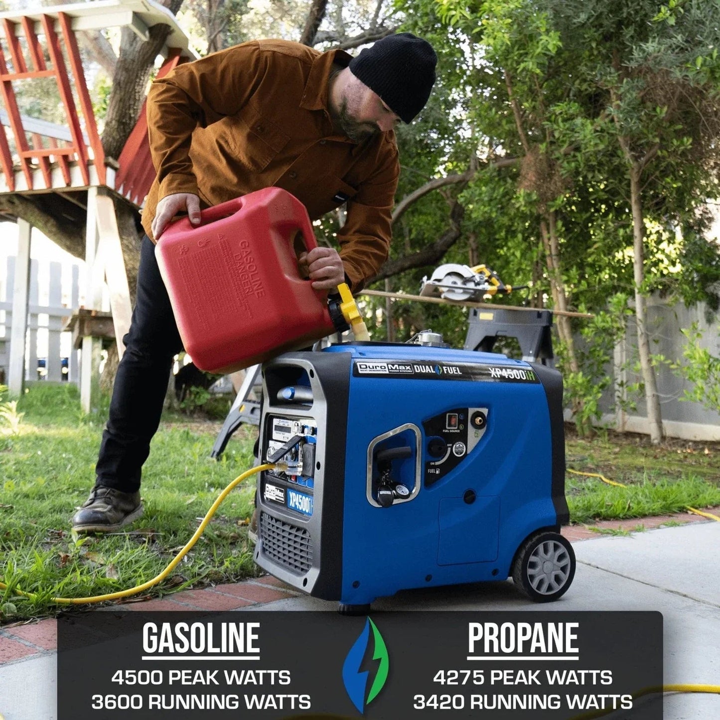 DuroMax XP4500iH Dual Fuel 3420W/4500W Portable Inverter Generator | CO Alert