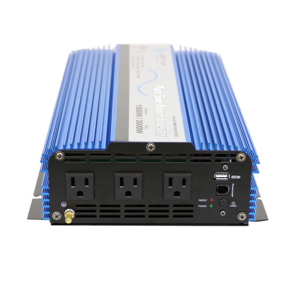 AIMS Power 1500 Watt 12 Volt Pure Sine Power Inverter With USB Port & Remote Port