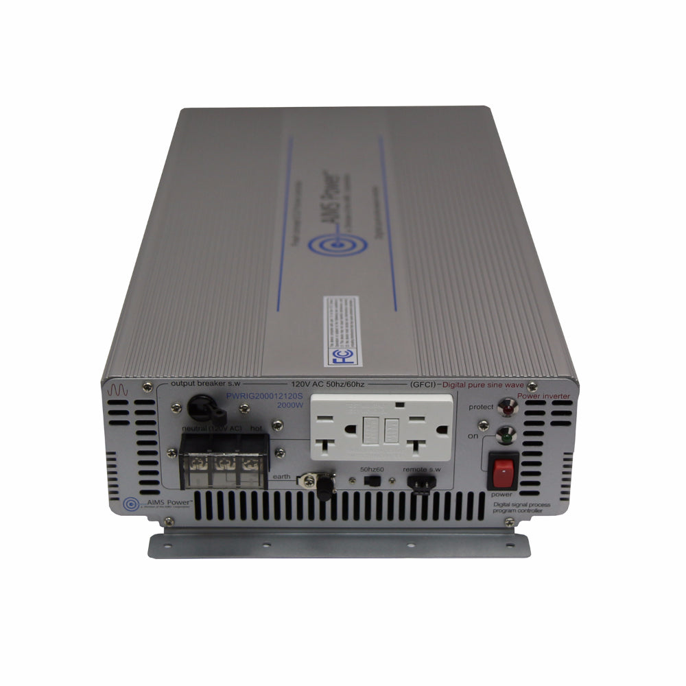 AIMS Power 2000 Watt 12 Volt Industrial Grade Pure Sine Power Inverter