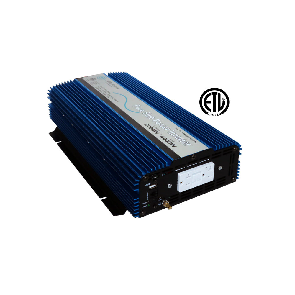 AIMS Power 2000 Watt 12 Volt Pure Sine Power Inverter With USB Port & Remote Port