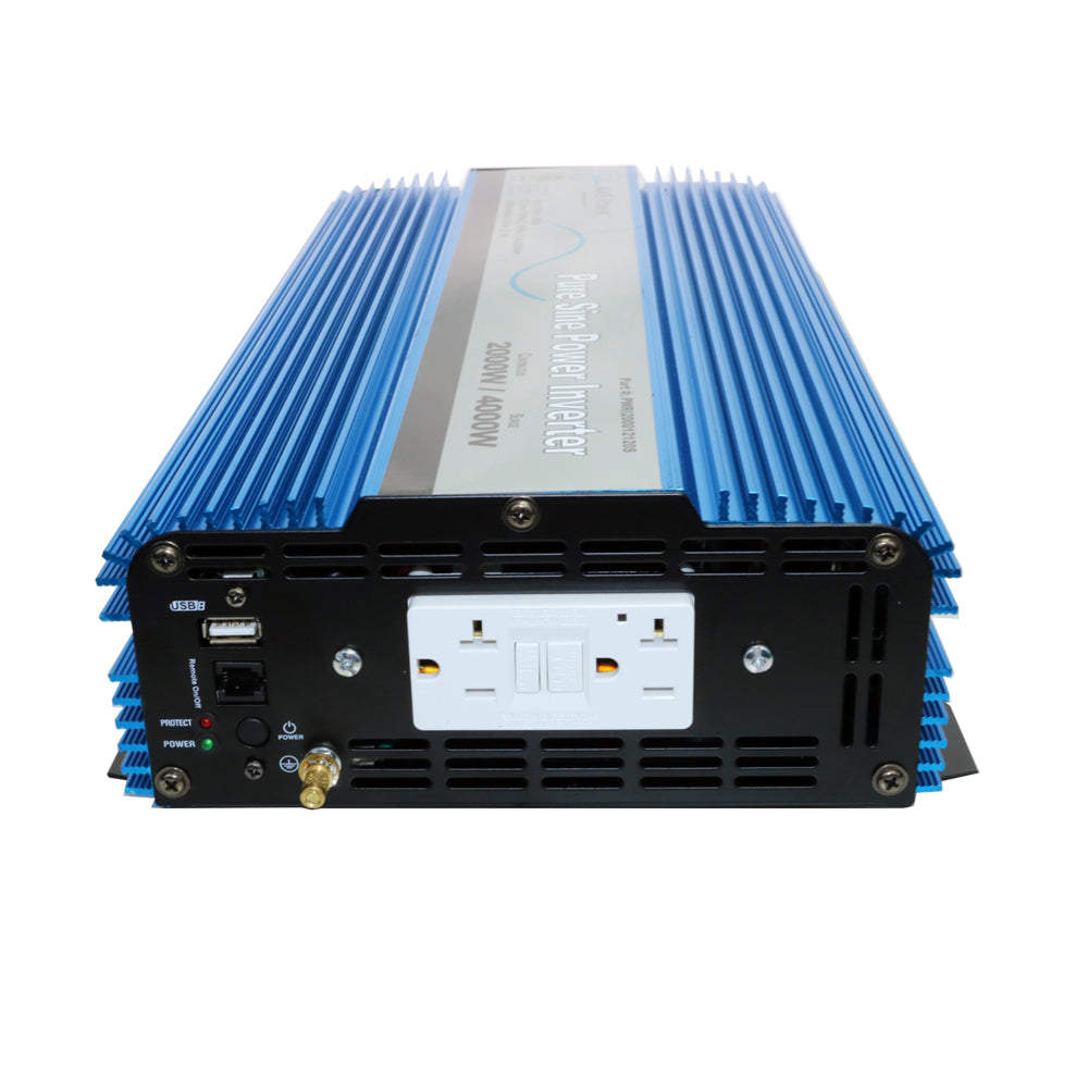 AIMS Power 2000 Watt 12 Volt Pure Sine Power Inverter With USB Port & Remote Port
