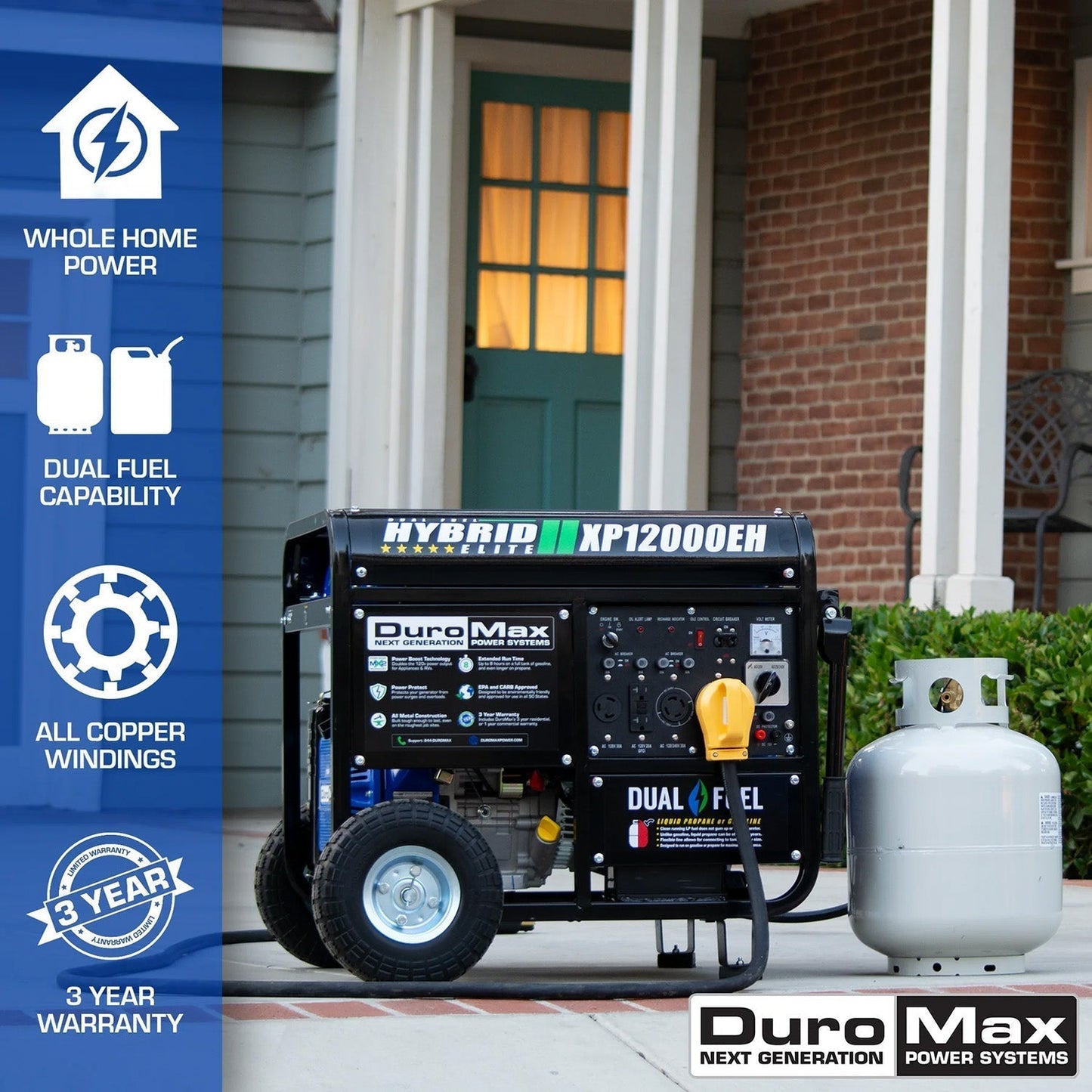 DuroMax XP12000EH Dual Fuel 9975W/12000W Portable Generator