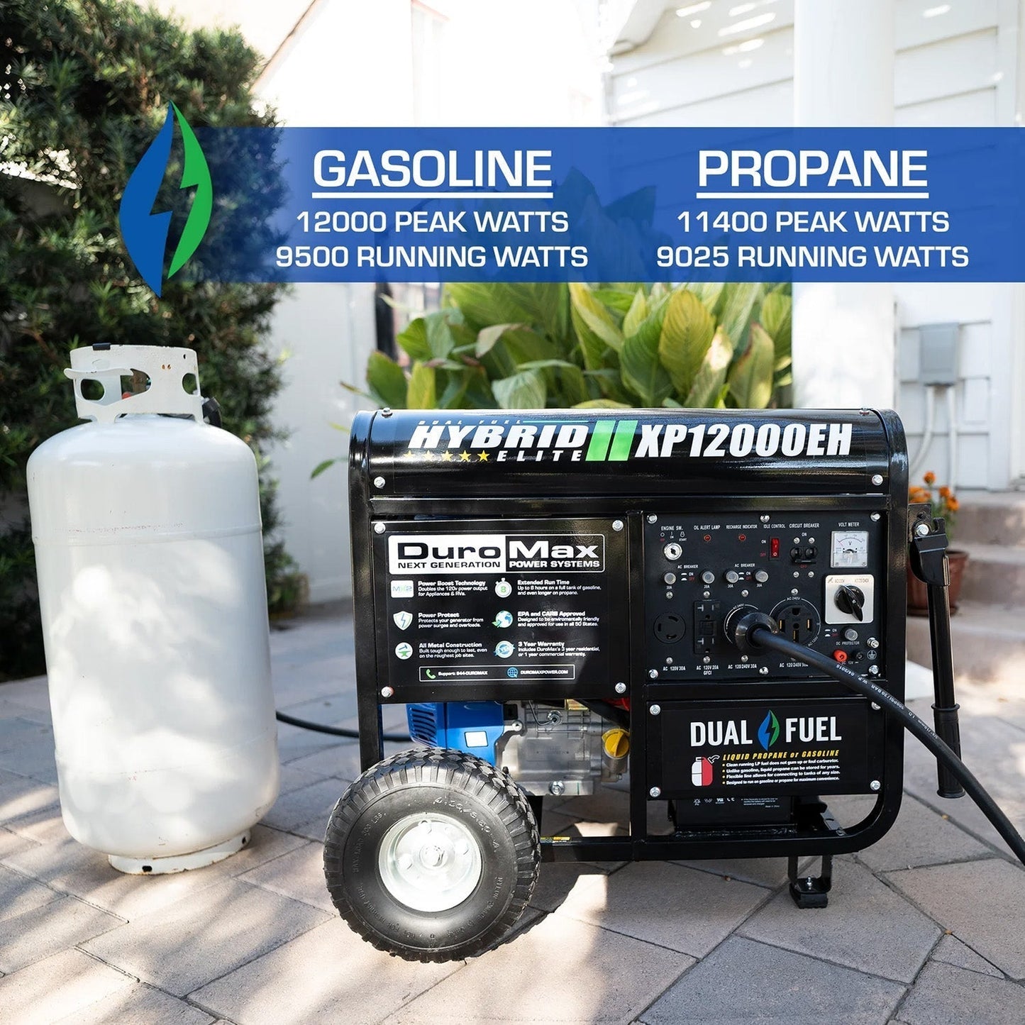 DuroMax XP12000EH Dual Fuel 9975W/12000W Portable Generator