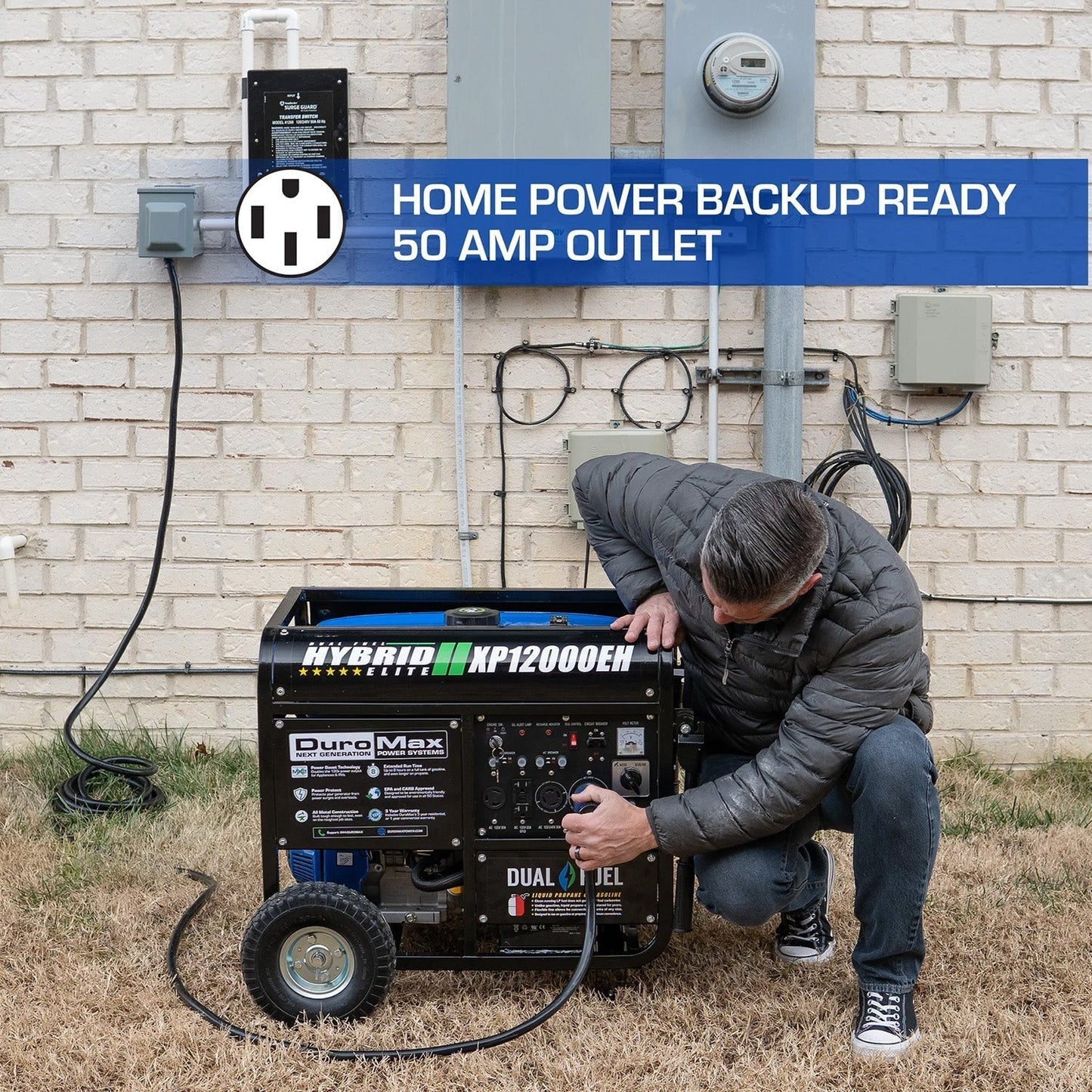 DuroMax XP12000EH Dual Fuel 9975W/12000W Portable Generator