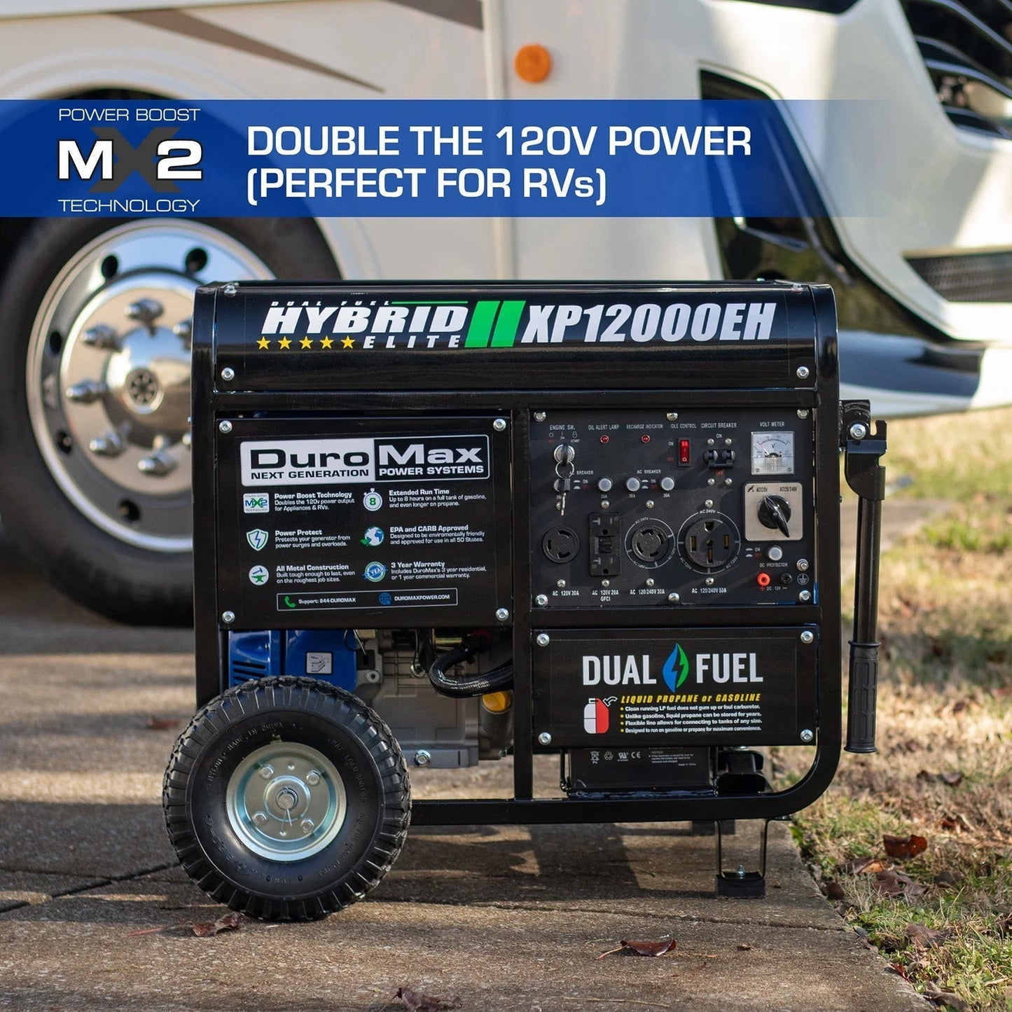 DuroMax XP12000EH Dual Fuel 9975W/12000W Portable Generator