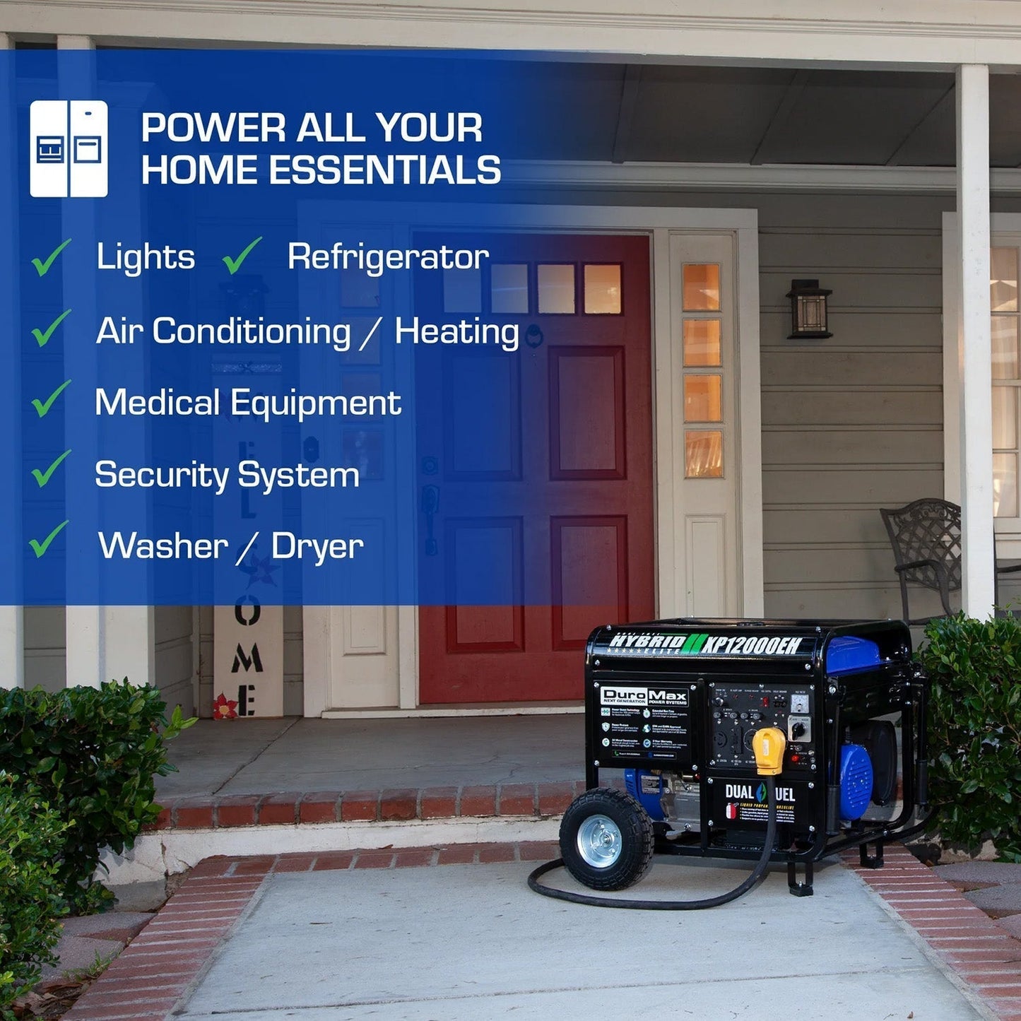 DuroMax XP12000EH Dual Fuel 9975W/12000W Portable Generator