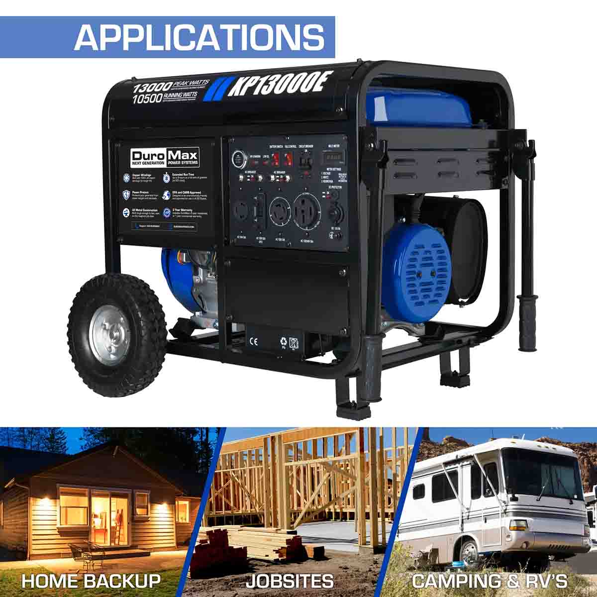 DuroMax XP13000E Gasoline 10500W/13000W Portable Generator