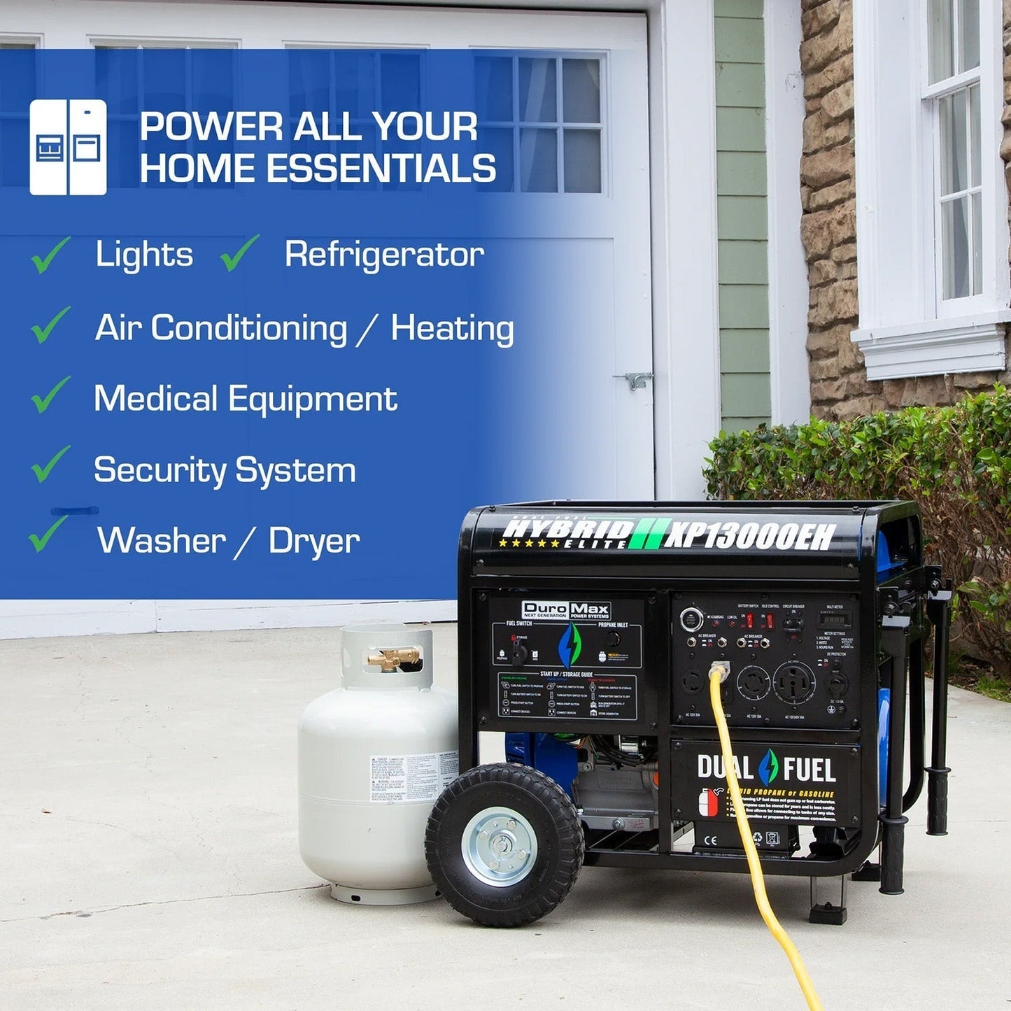 DuroMax XP13000EH Dual Fuel 10500W/13000W Portable Generator