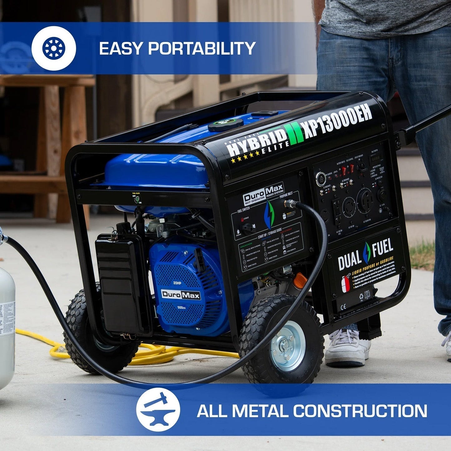 DuroMax XP13000EH Dual Fuel 10500W/13000W Portable Generator