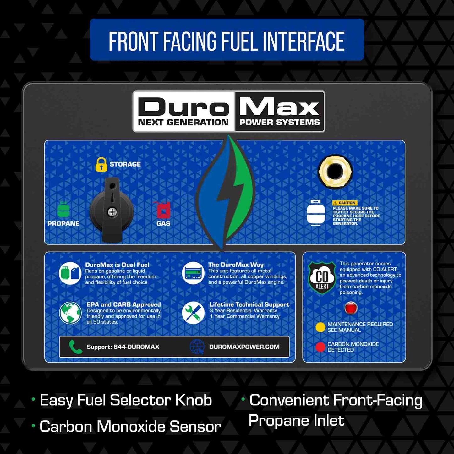 DuroMax XP13000HX Dual Fuel 10500W/13000W Portable HX Generator | CO Alert