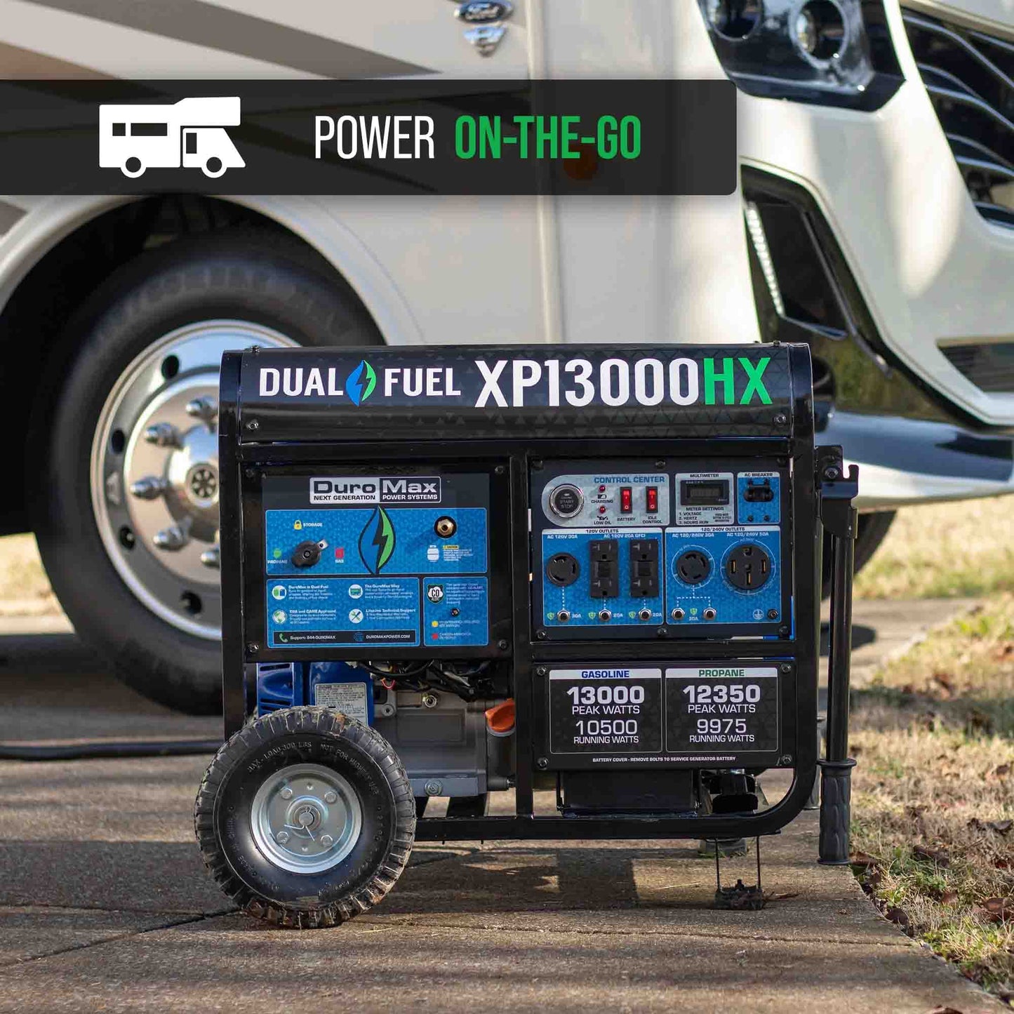 DuroMax XP13000HX Dual Fuel 10500W/13000W Portable HX Generator | CO Alert