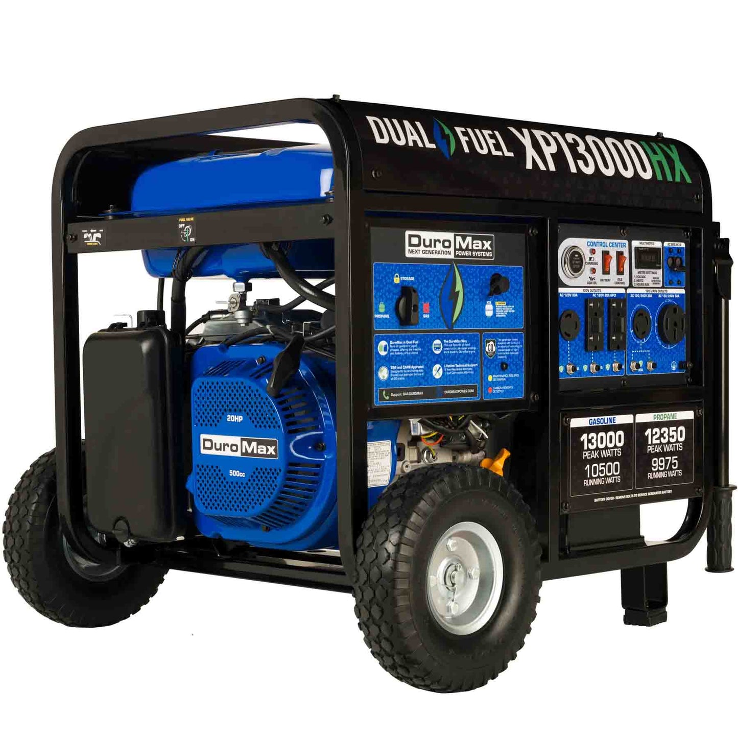 DuroMax XP13000HX Dual Fuel 10500W/13000W Portable HX Generator | CO Alert