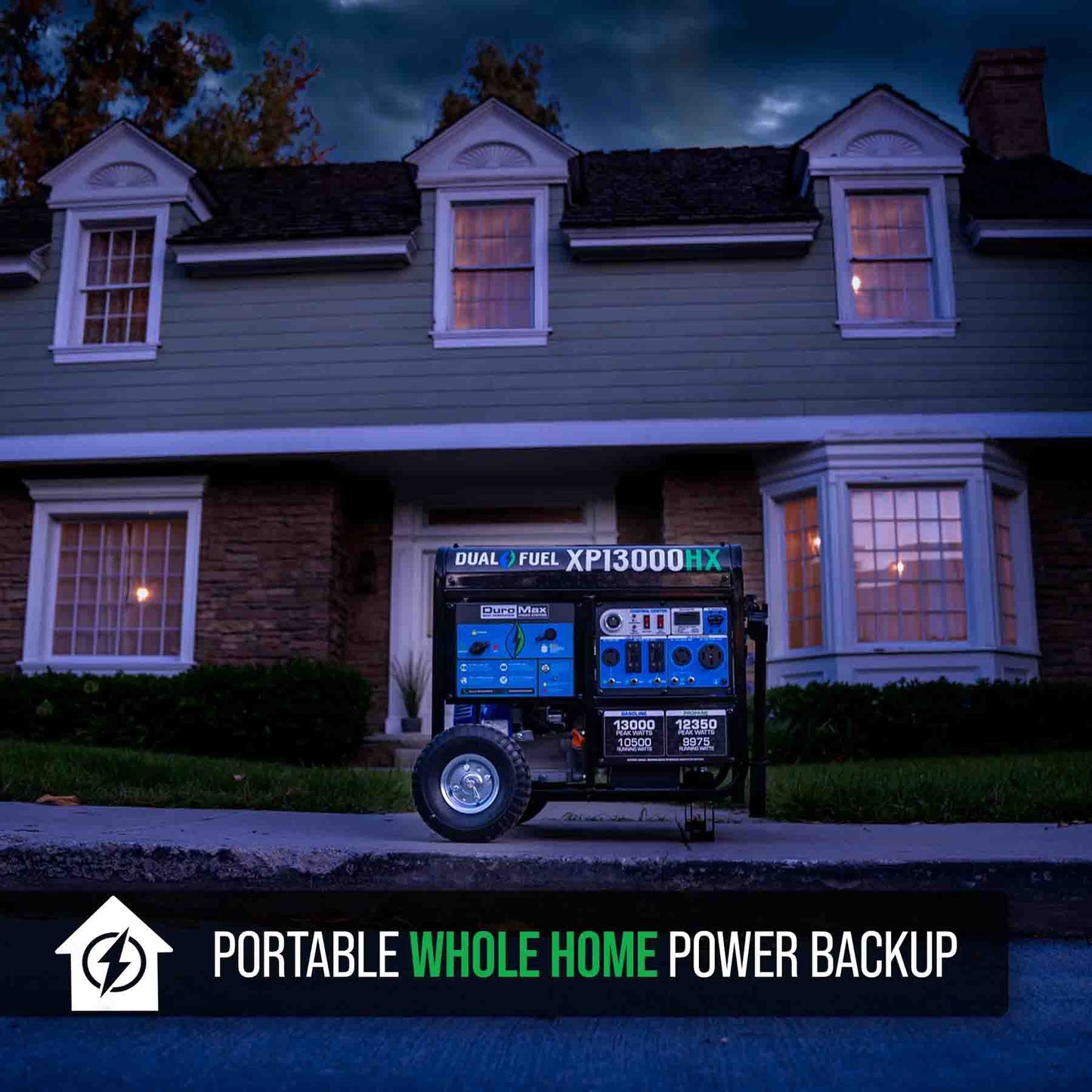DuroMax XP13000HX Dual Fuel 10500W/13000W Portable HX Generator | CO Alert