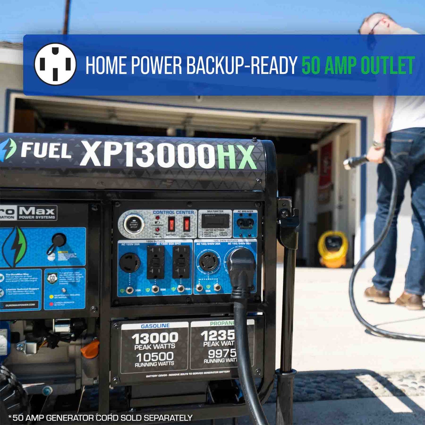 DuroMax XP13000HX Dual Fuel 10500W/13000W Portable HX Generator | CO Alert