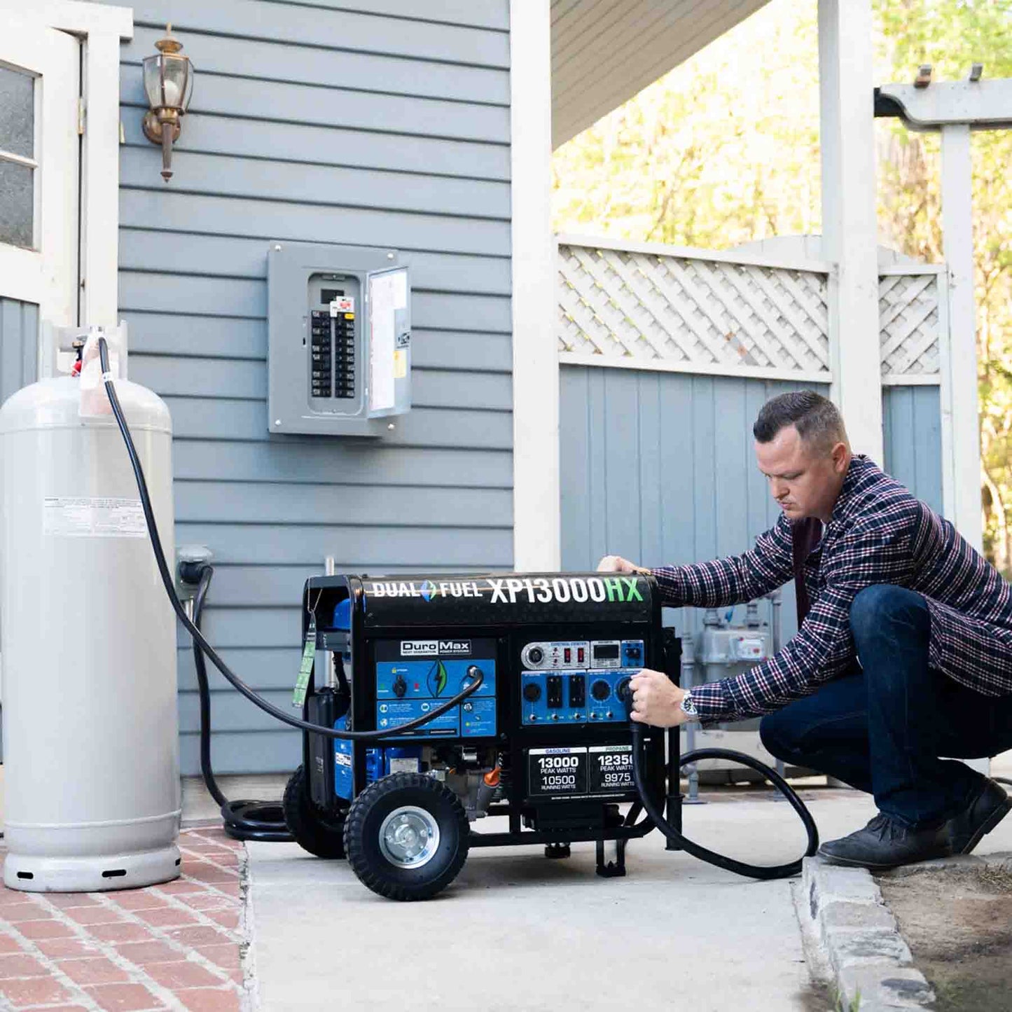 DuroMax XP13000HX Dual Fuel 10500W/13000W Portable HX Generator | CO Alert