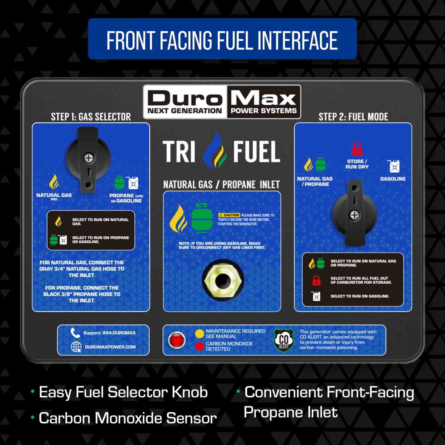 DuroMax XP13000HXT Tri-Fuel 10500W/13000W Portable Generator | CO Alert