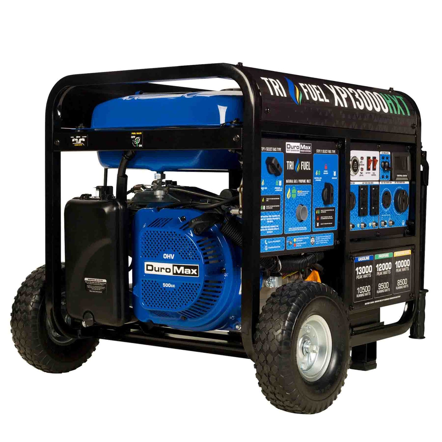 DuroMax XP13000HXT Tri-Fuel 10500W/13000W Portable Generator | CO Alert