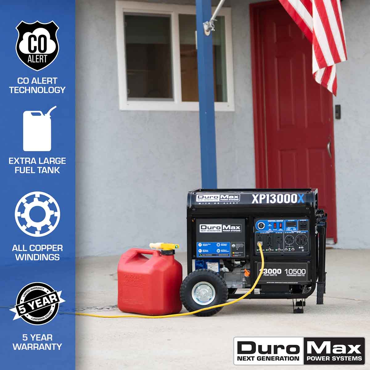 DuroMax XP13000X Gasoline 10500W/13000W Portable Generator | CO Alert