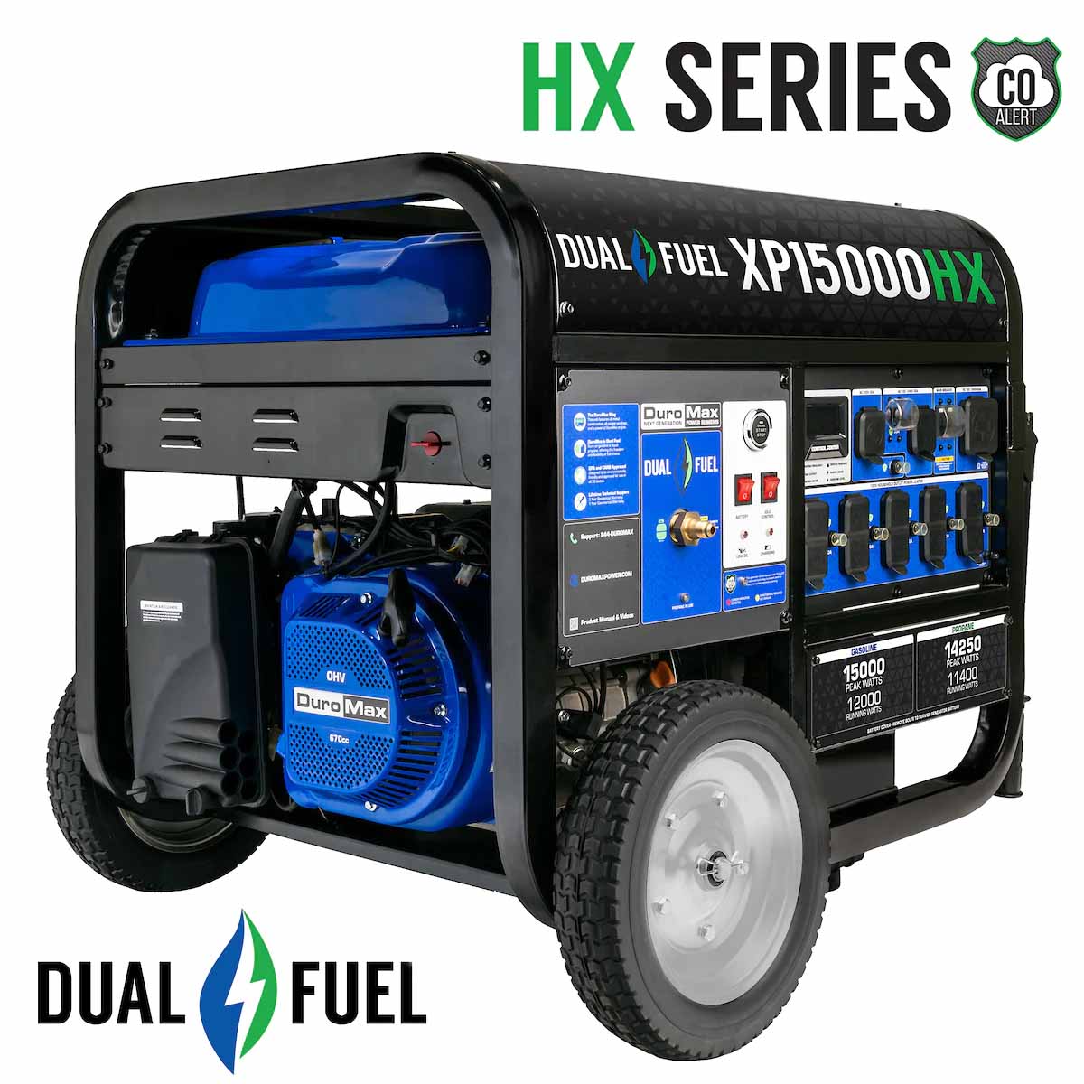 DuroMax XP15000HX Dual Fuel 12000W/15000W Portable Generator | Electric Start