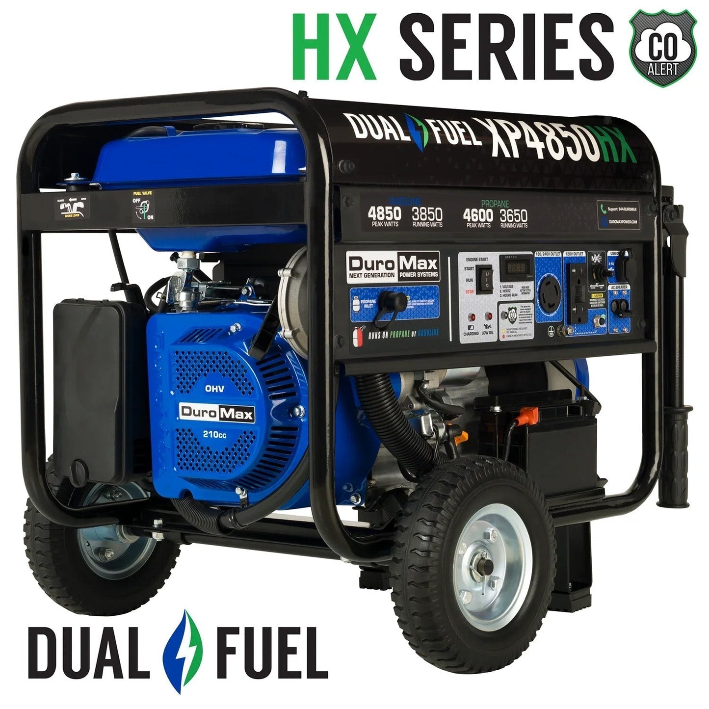 DuroMax XP4850HX Dual Fuel 3850W/4850W Portable HX Generator | CO Alert
