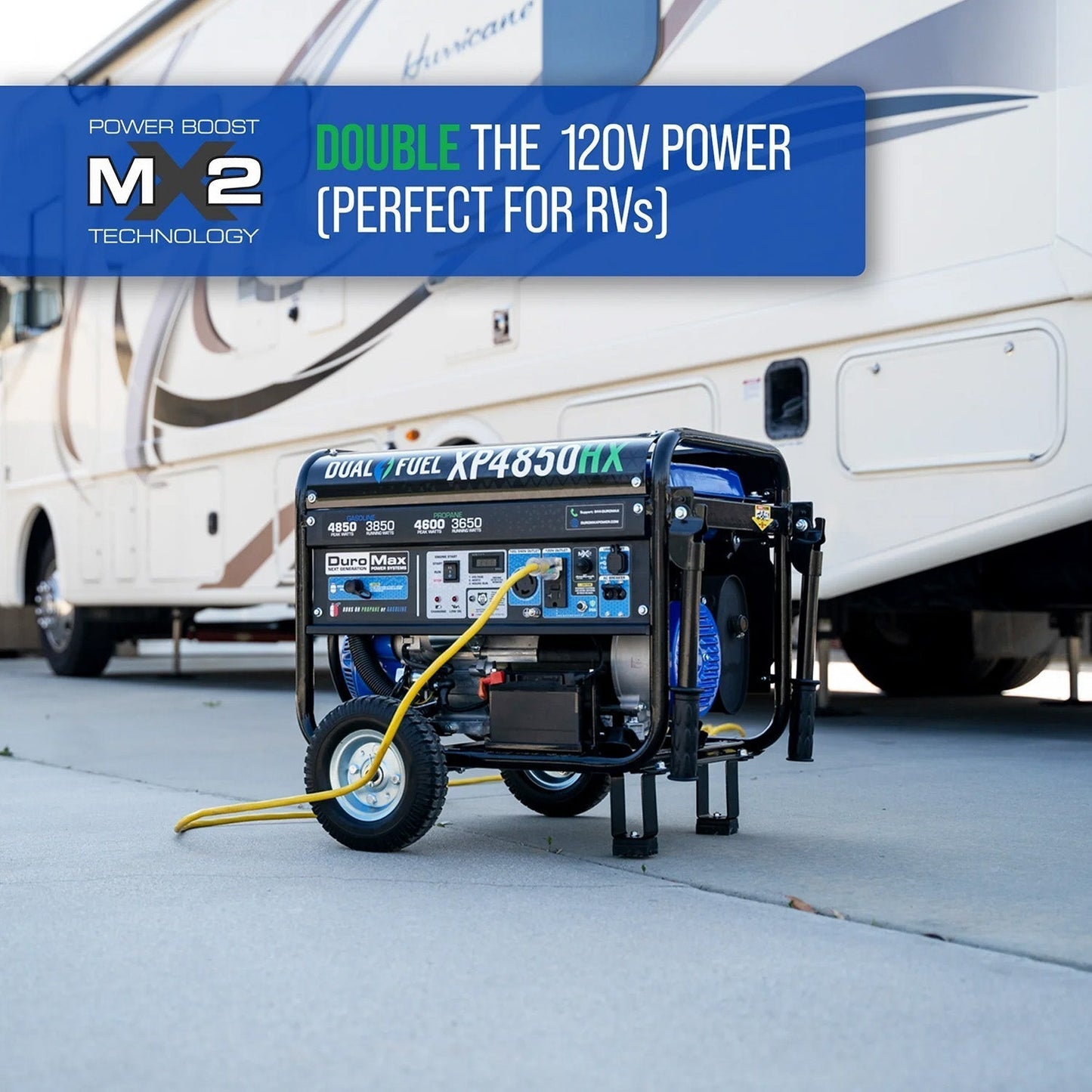 DuroMax XP4850HX Dual Fuel 3850W/4850W Portable HX Generator | CO Alert