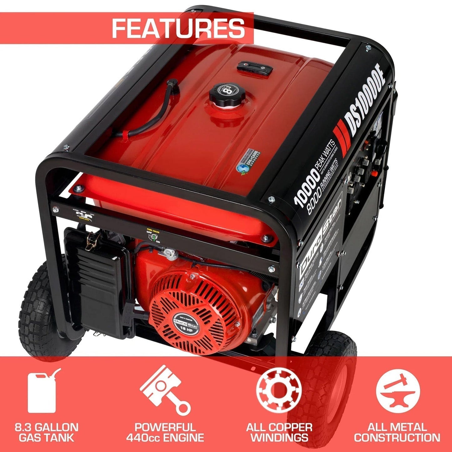 DuroStar DS10000E Gasoline 8000W/10000W Portable Generator