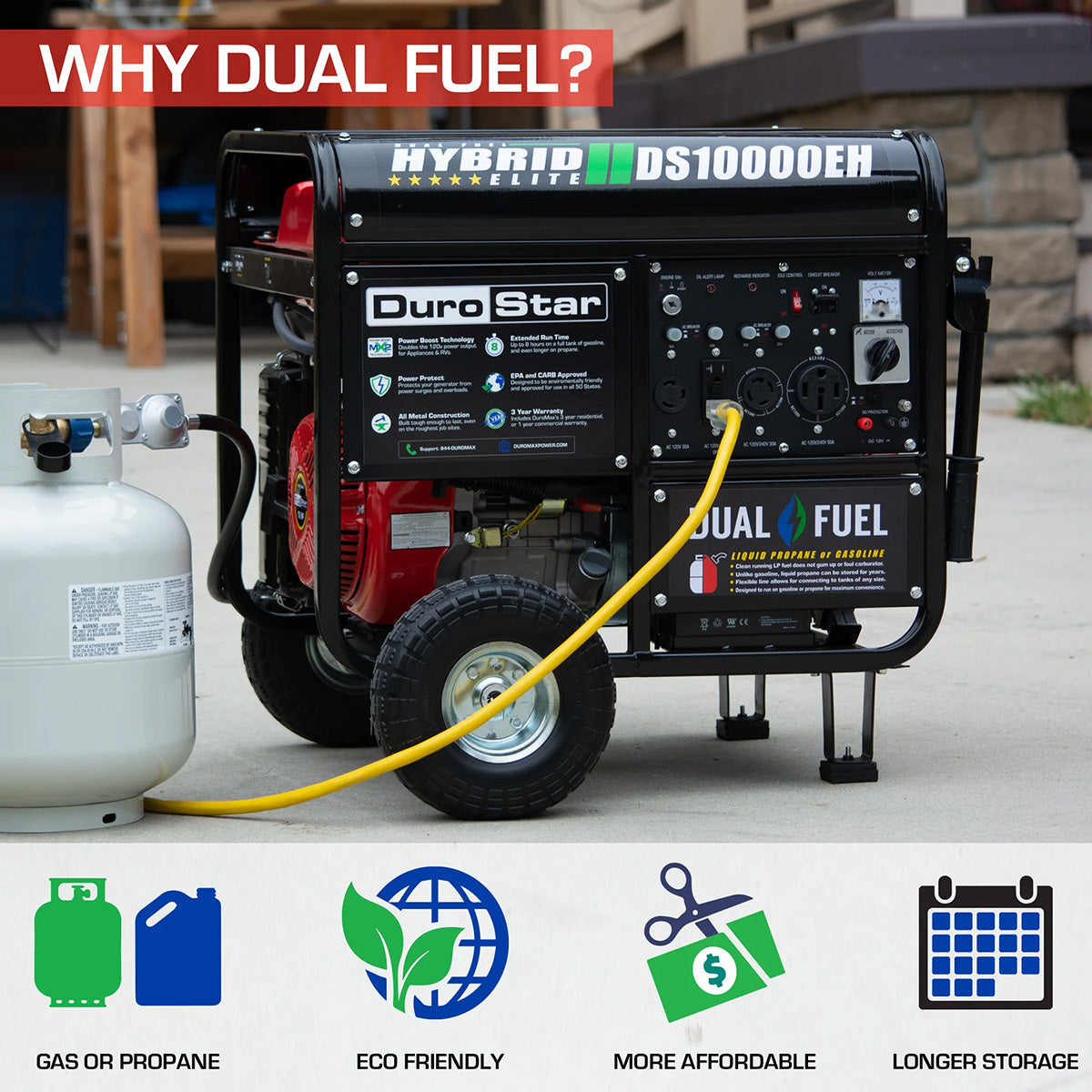 DuroStar DS10000EH Dual Fuel 8000W/10000W Portable Generator