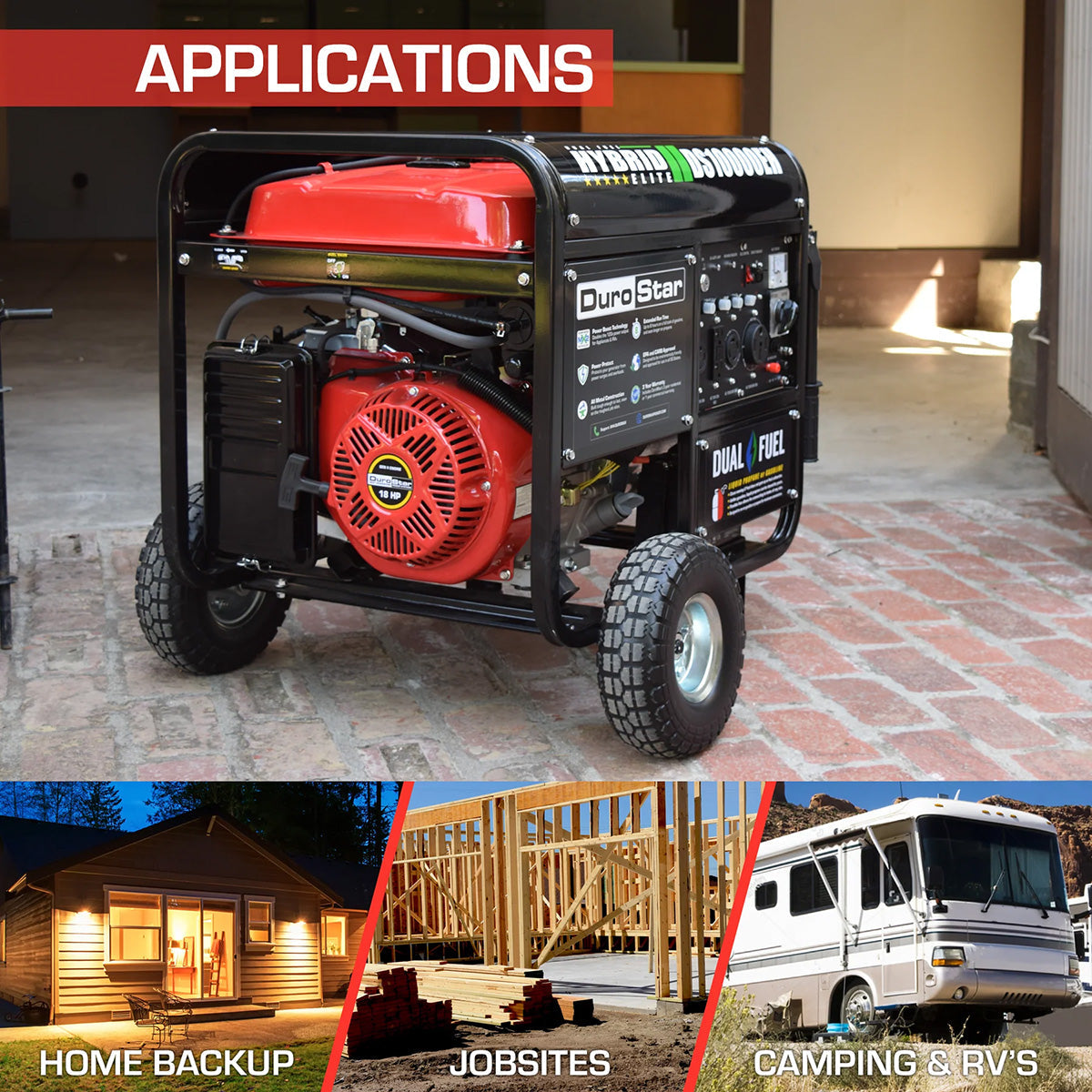 DuroStar DS10000EH Dual Fuel 8000W/10000W Portable Generator