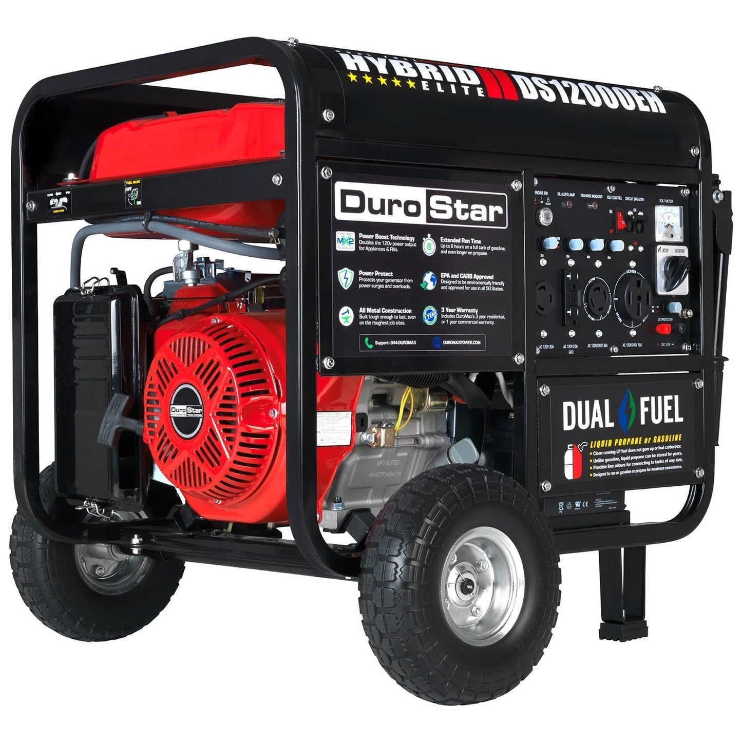 DuroStar DS12000EH Dual Fuel 9500W/12000W Portable Generator