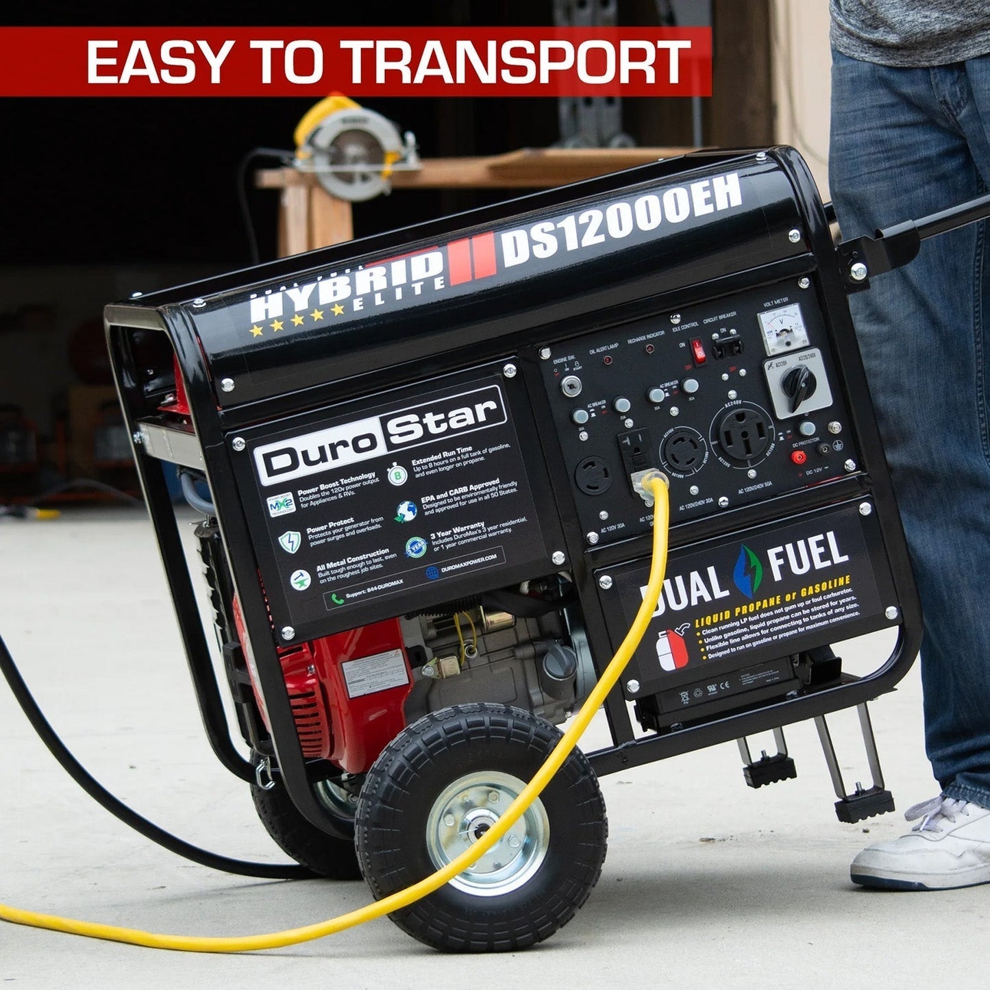 DuroStar DS12000EH Dual Fuel 9500W/12000W Portable Generator