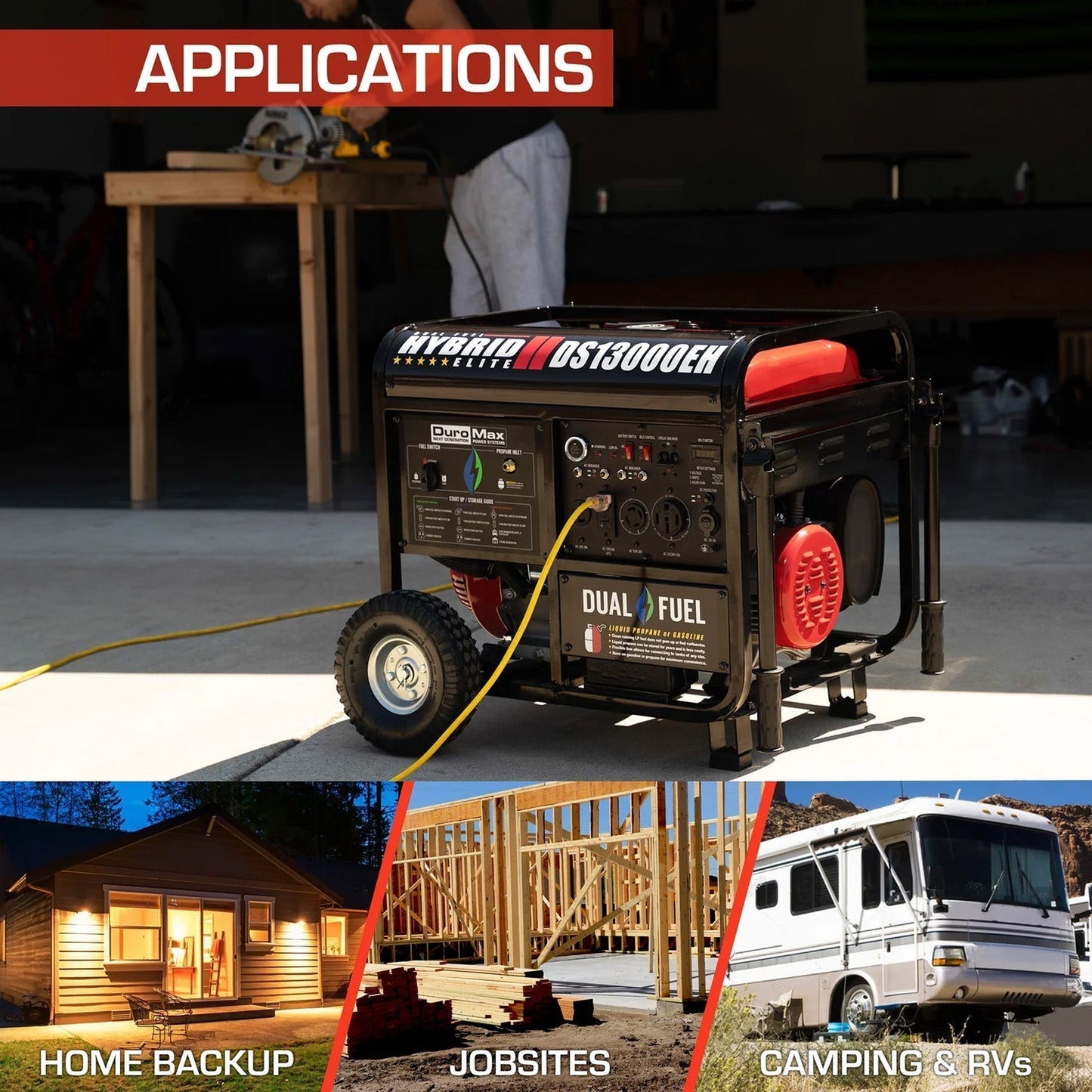 DuroStar DS13000EH Dual Fuel 10500W/13000W Portable Generator