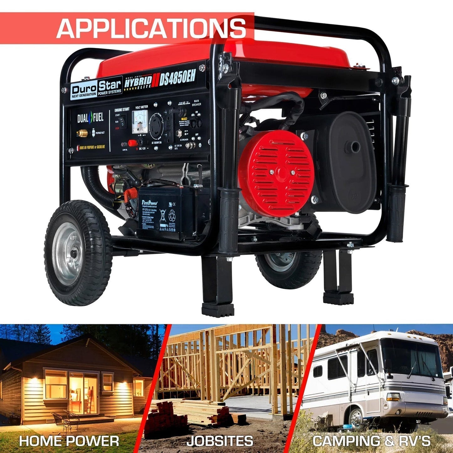 DuroStar DS4850EH Dual Fuel 3850W/4850W Portable Generator