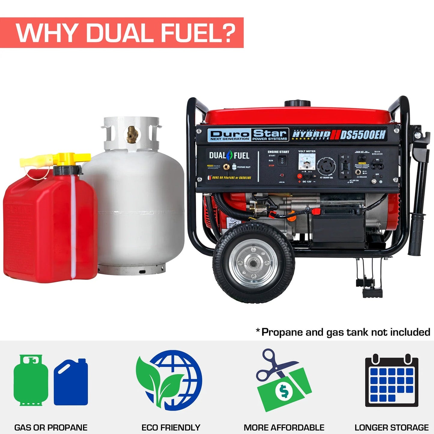 DuroStar DS5500EH Dual Fuel 4500W/5500W Portable Generator