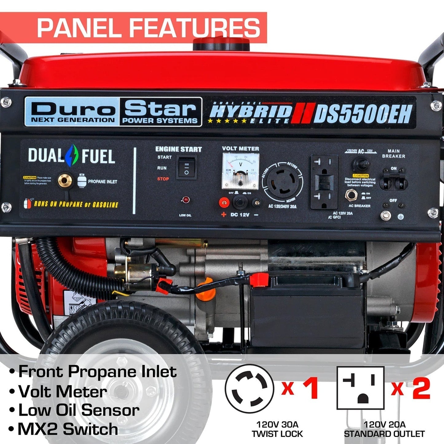 DuroStar DS5500EH Dual Fuel 4500W/5500W Portable Generator