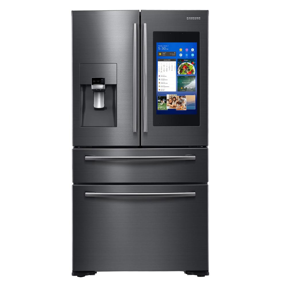 SAMSUNG FRENCH 4 DOOR FAMILY HUB REFRIGERATOR IN BLACK STAINLESS