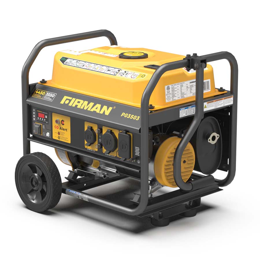 Firman P03503 Gasoline 3550W/4450W Portable Generator | Recoil Start | 120V | CO Alert