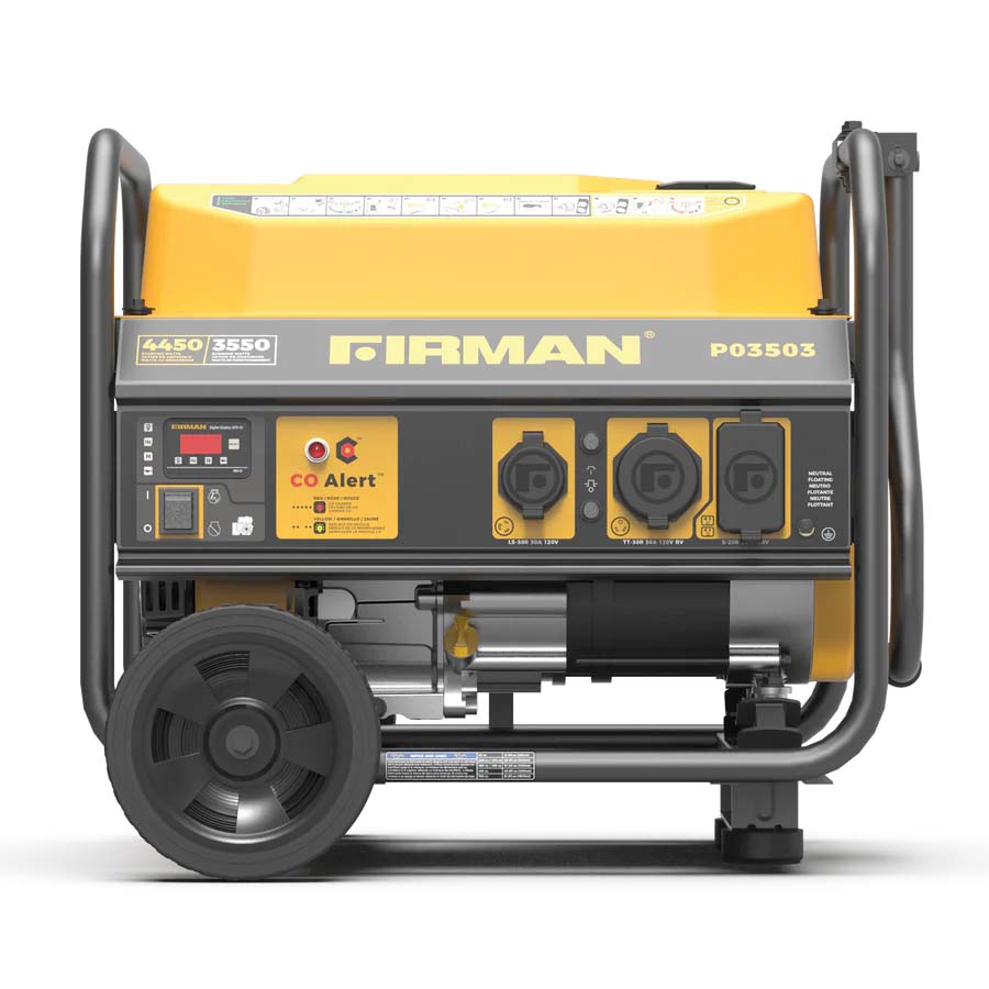 Firman P03503 Gasoline 3550W/4450W Portable Generator | Recoil Start | 120V | CO Alert