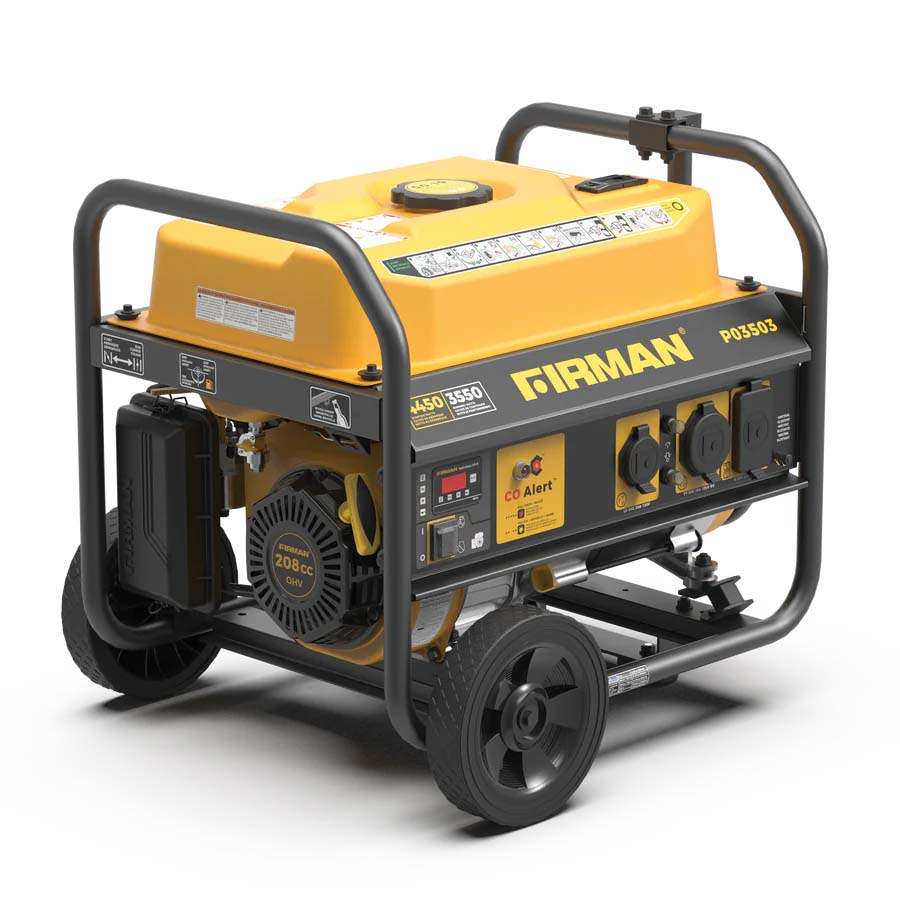 Firman P03503 Gasoline 3550W/4450W Portable Generator | Recoil Start | 120V | CO Alert