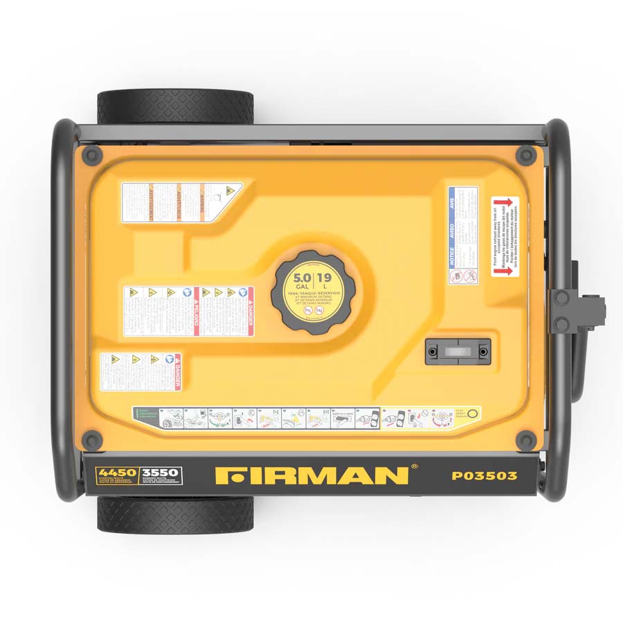Firman P03503 Gasoline 3550W/4450W Portable Generator | Recoil Start | 120V | CO Alert