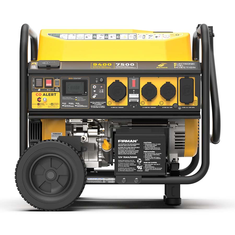 Firman P07505 Gasoline 7500W/9400W Portable Generator | Remote Start | 120/240V | CO Alert