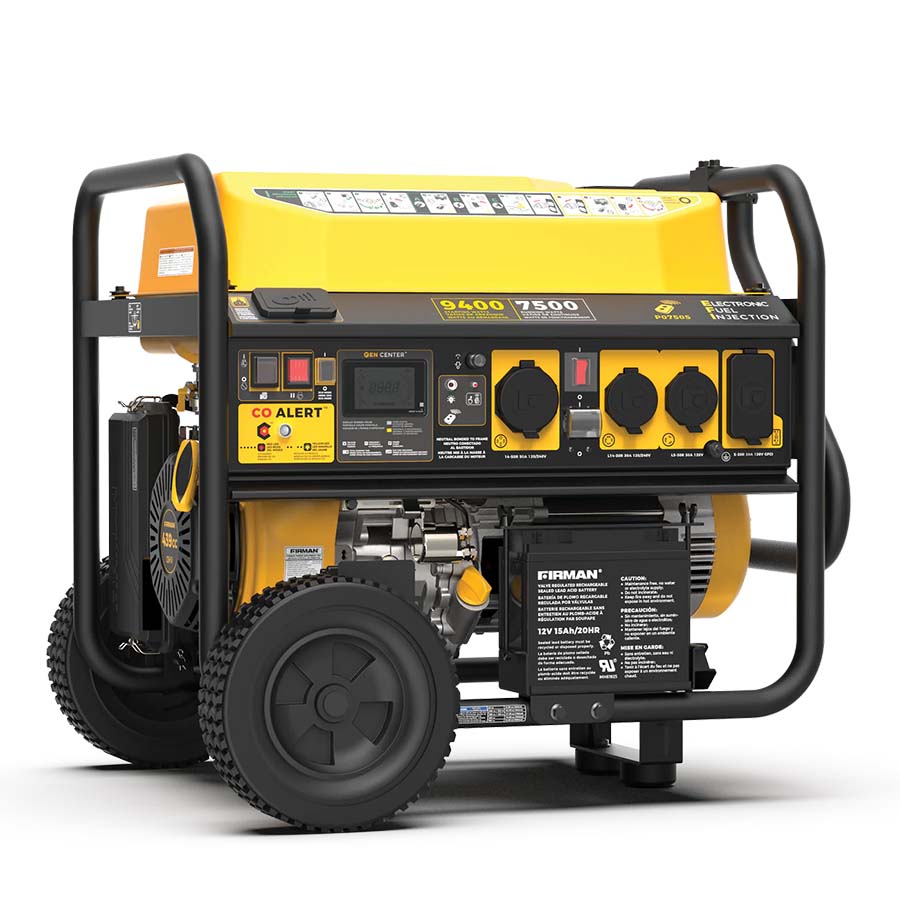 Firman P07505 Gasoline 7500W/9400W Portable Generator | Remote Start | 120/240V | CO Alert