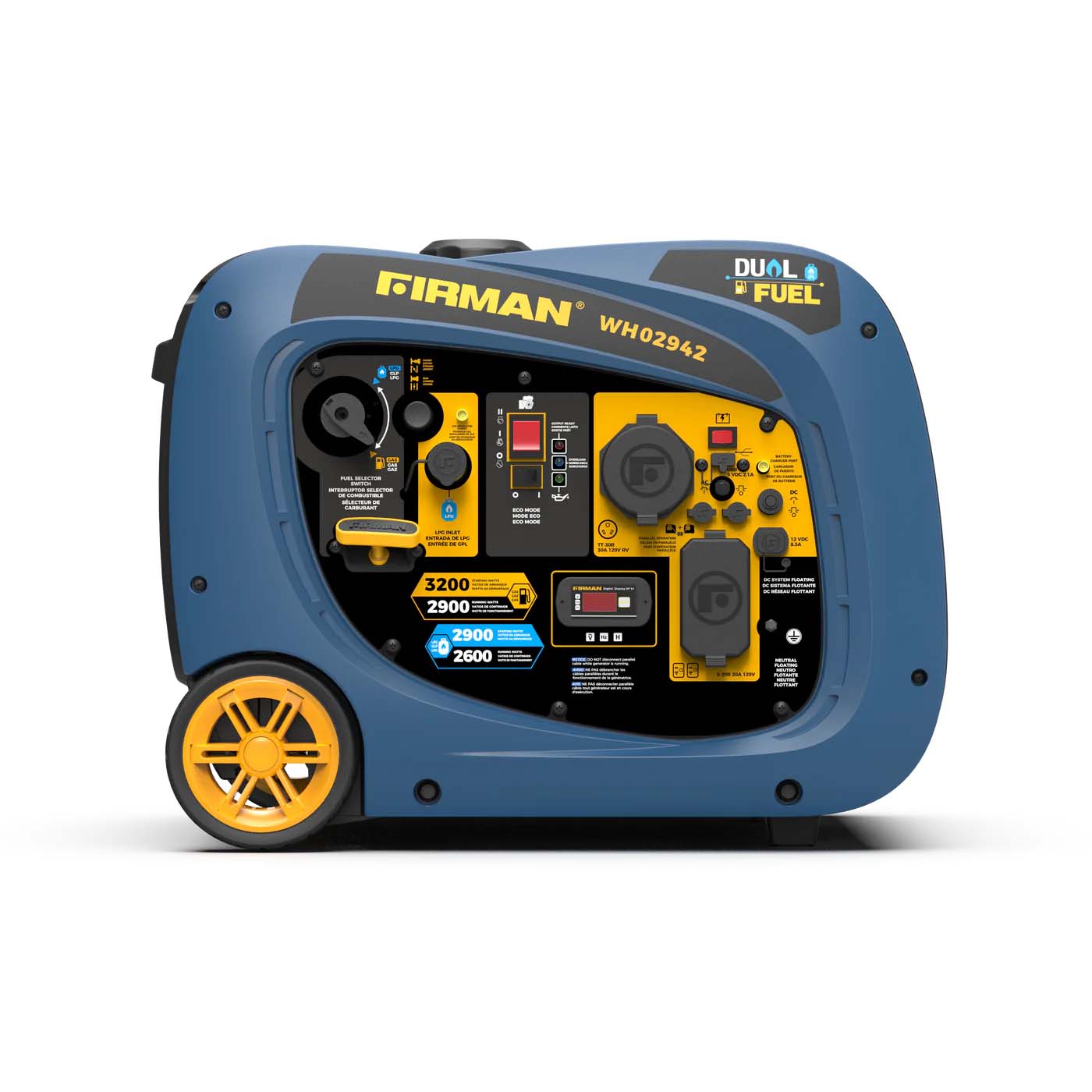 Firman WH02942 Dual Fuel 2900W/3200W Inverter Portable Generator | Electric Start