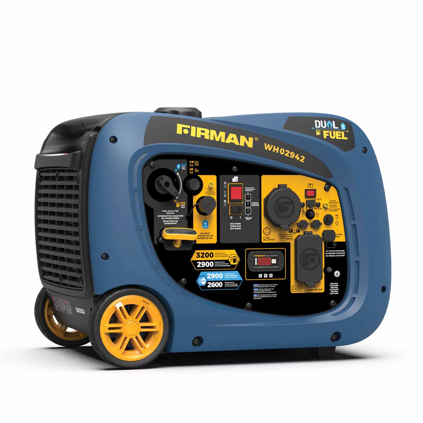 Firman WH02942 Dual Fuel 2900W/3200W Inverter Portable Generator | Electric Start