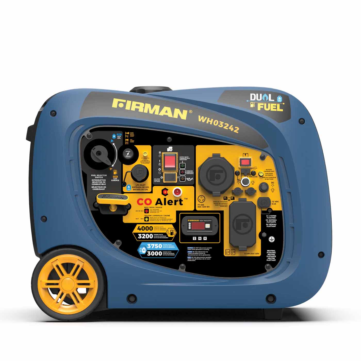 Firman WH03242 Dual Fuel 3200W/4000W Inverter Portable Generator | Electric Start | CO Alert