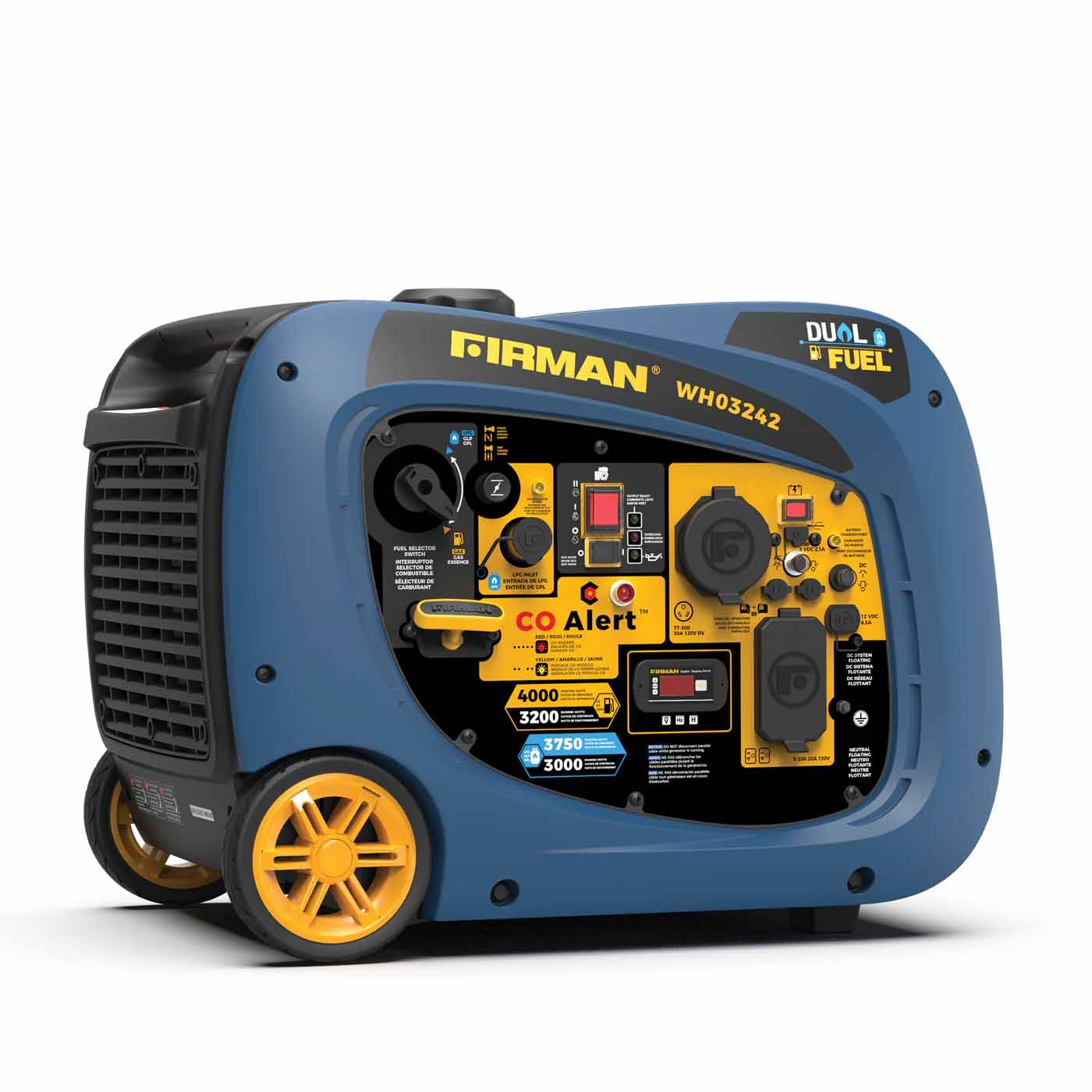 Firman WH03242 Dual Fuel 3200W/4000W Inverter Portable Generator | Electric Start | CO Alert